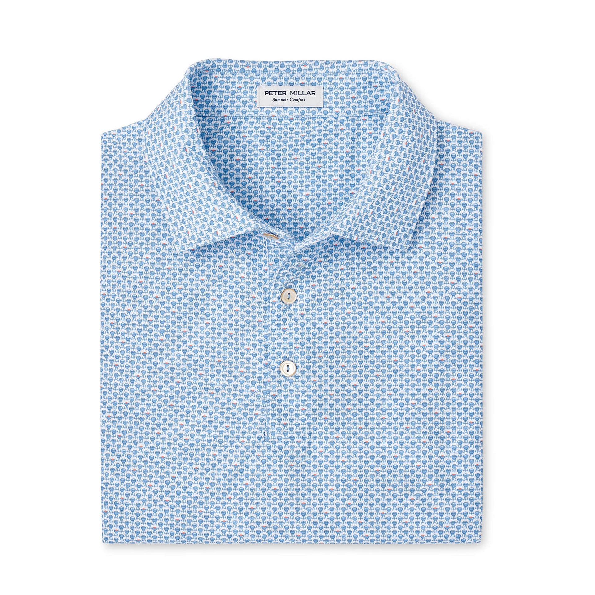 PM GRILL AND CHILL PERFORMANCE MESH POLO WHITE / L