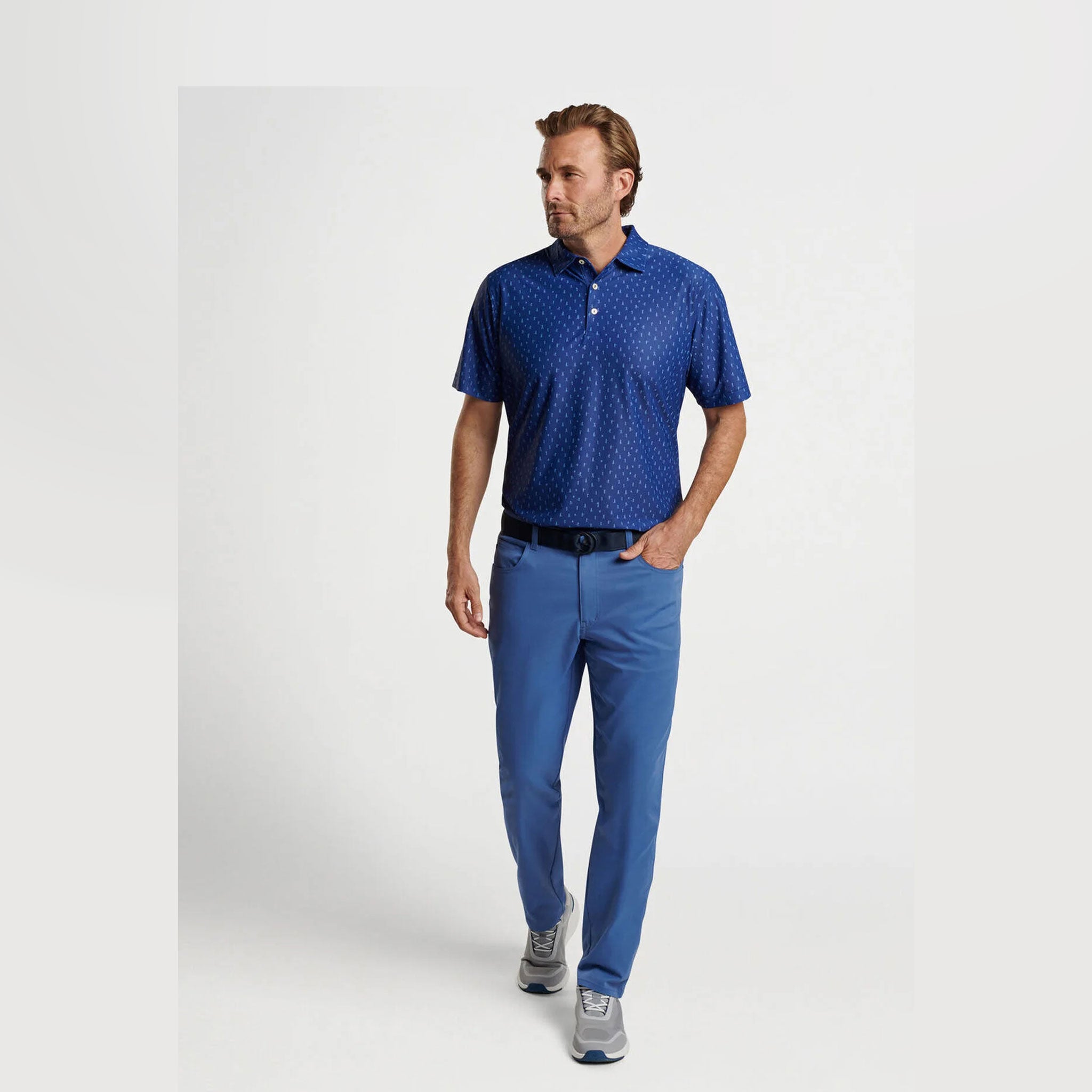 PM FAIRWAY PARTEE PERFORMANCE MESH POLO STONE NAVY / L