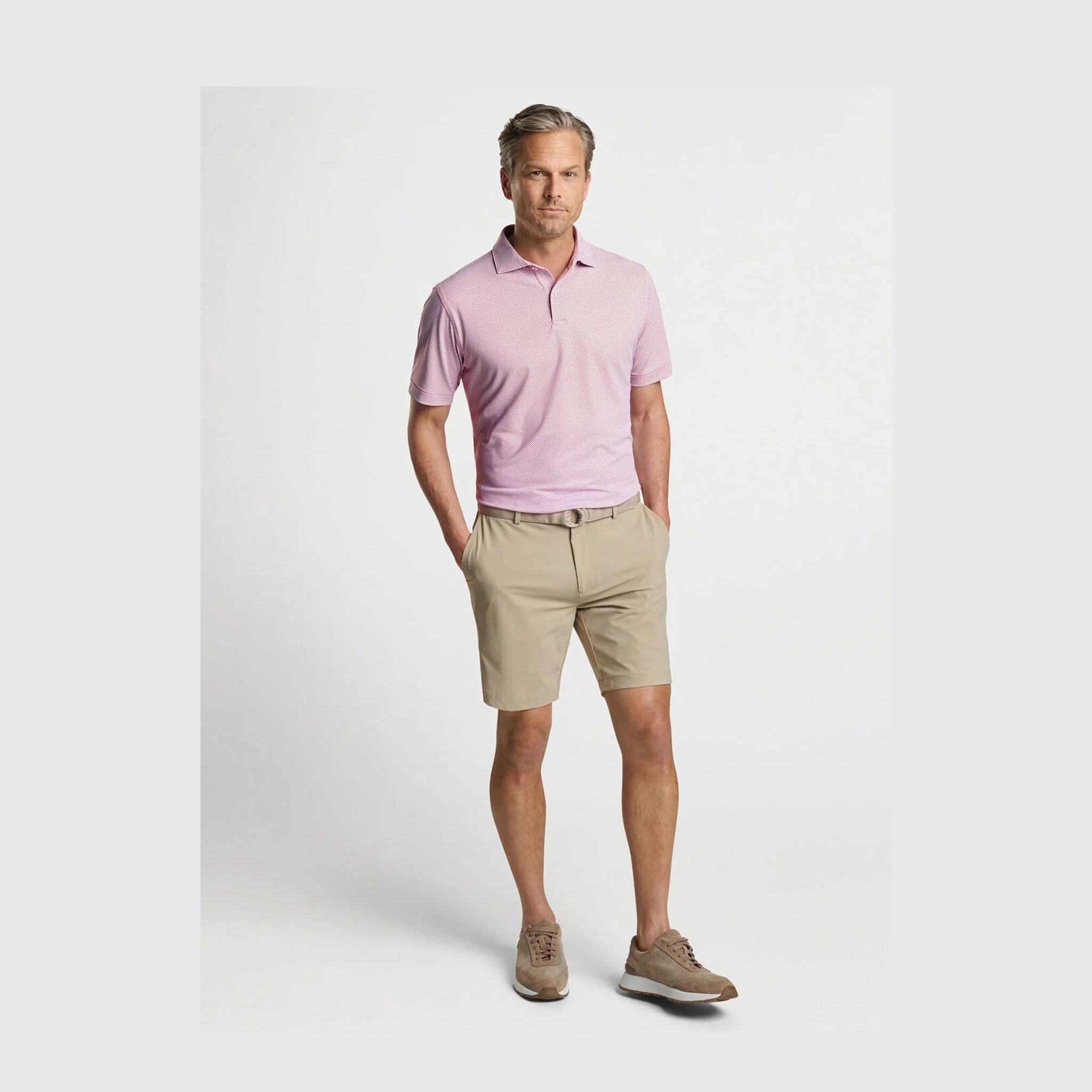 PM DELANCEY DOT PERFORMANCE JERSEY POLO SILVER LILY / M