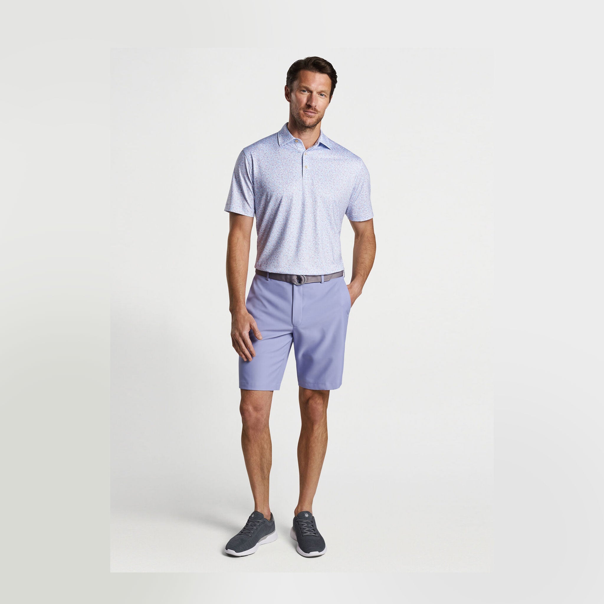 PM DAZED & TRANSFUSED PERF JRSY POLO WHITE-LAVENDER FOG / L