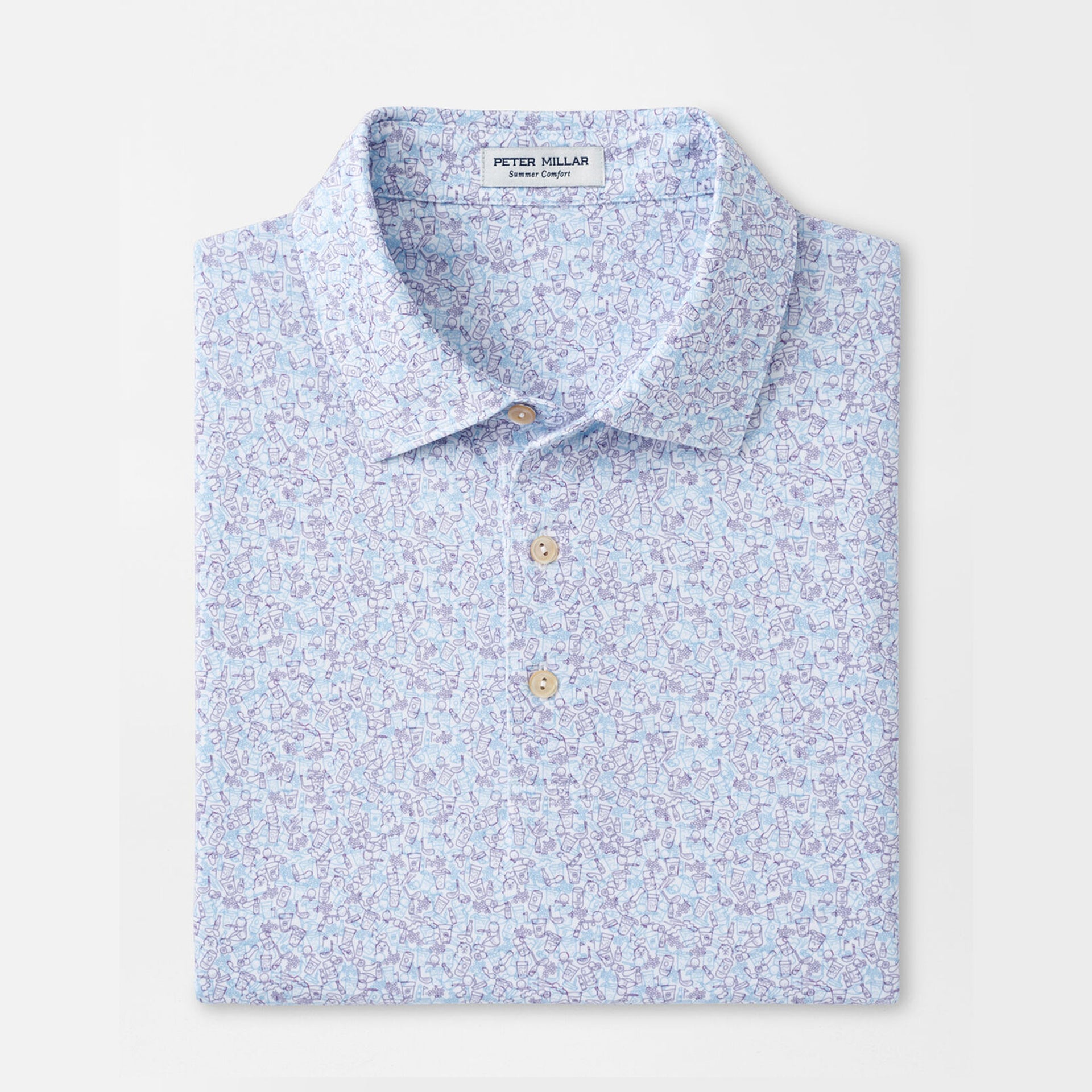 PM DAZED & TRANSFUSED PERF JRSY POLO WHITE-LAVENDER FOG / L