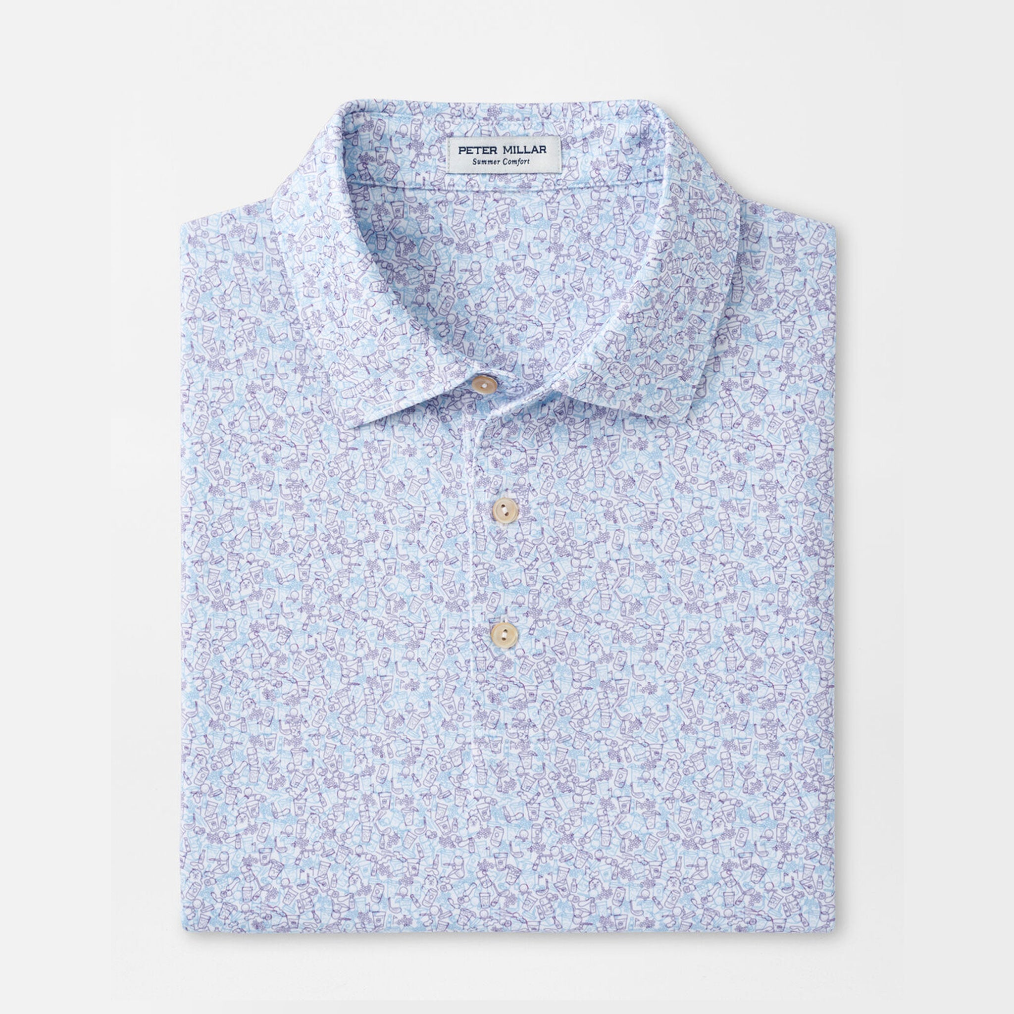 PM DAZED & TRANSFUSED PERF JRSY POLO WHITE-LAVENDER FOG / L