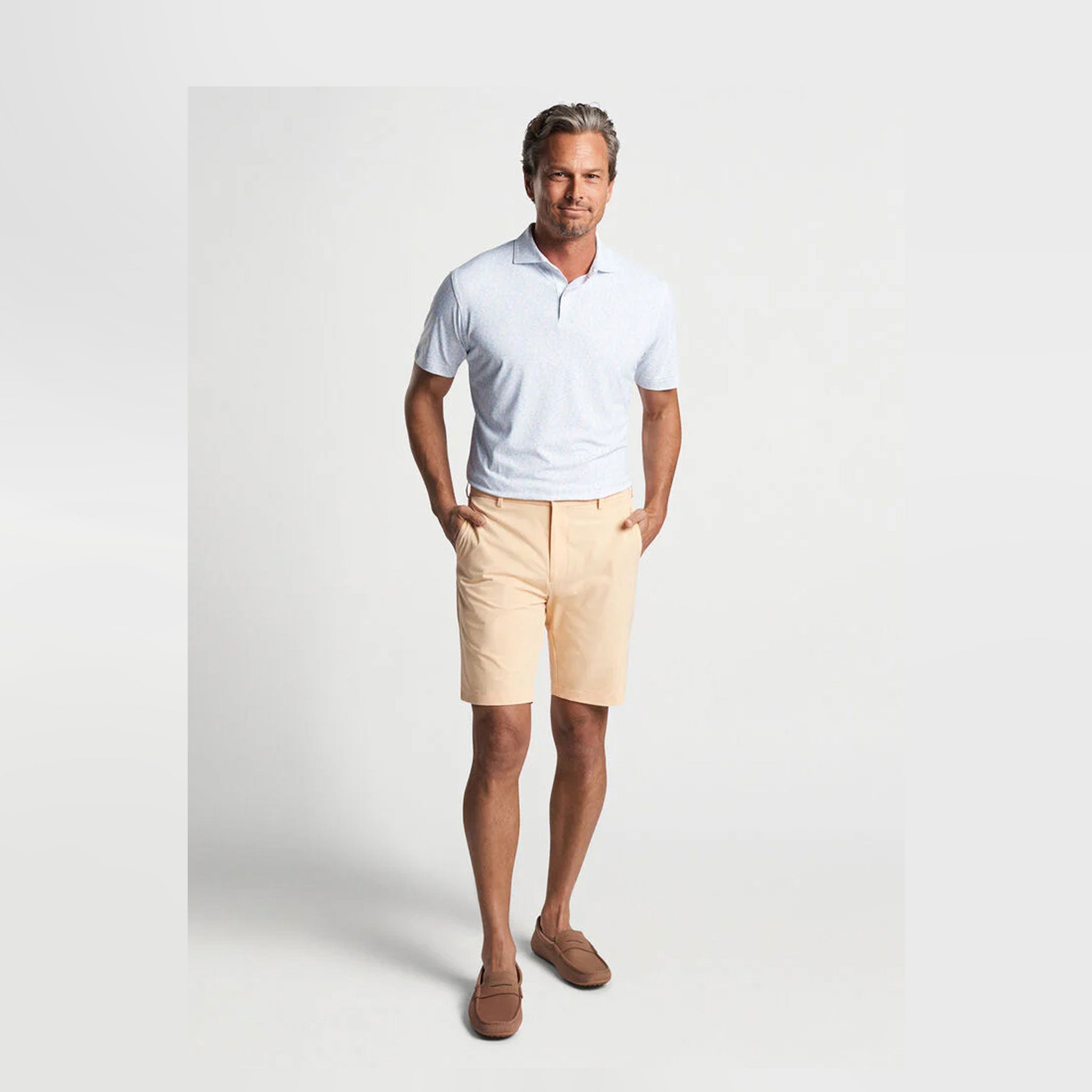PM FIELDS OF CARLSBAD PERFORMANCE JERSEY POLO WHITE / L