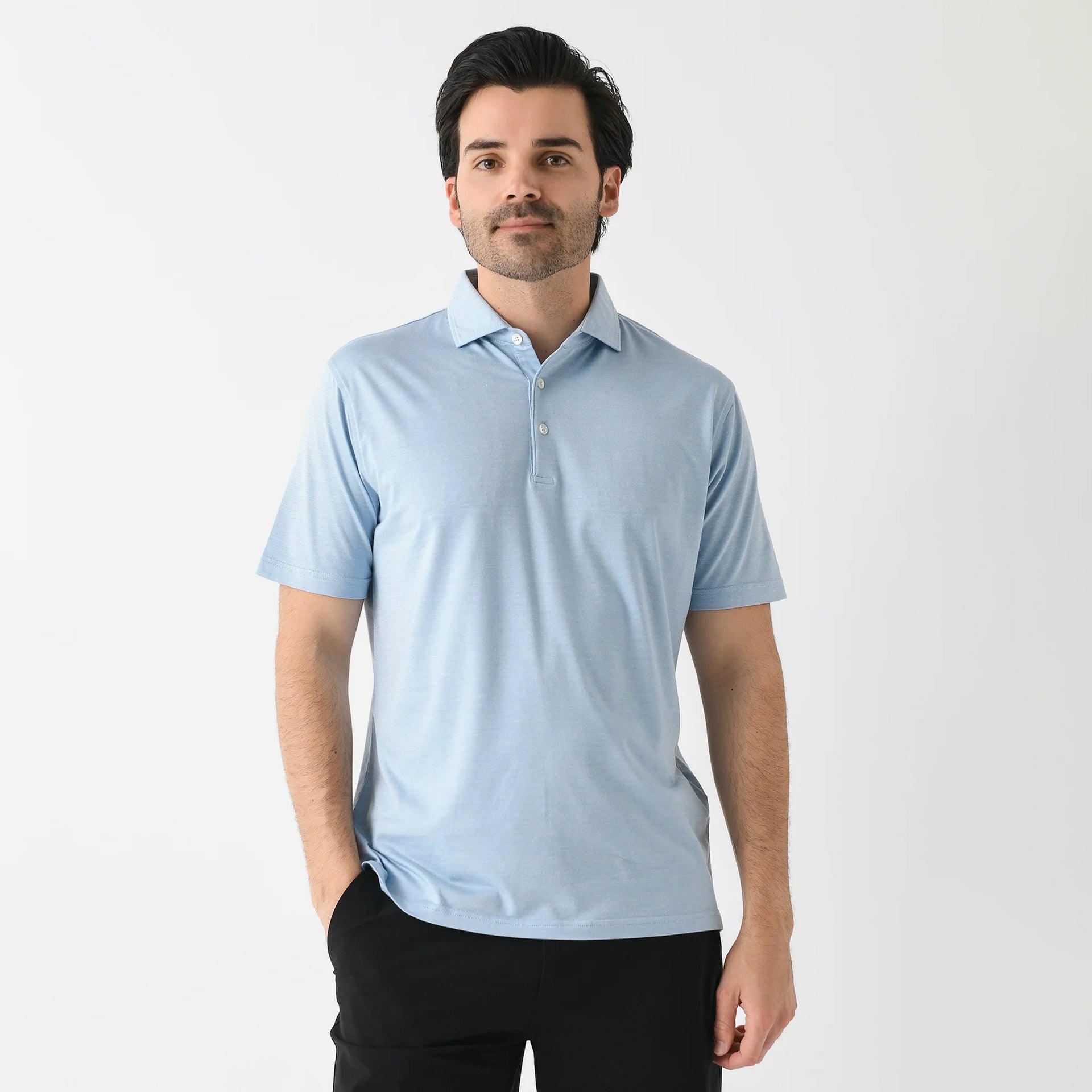PM MENS KNITTED POLO SHIRT ATLANTIC / L