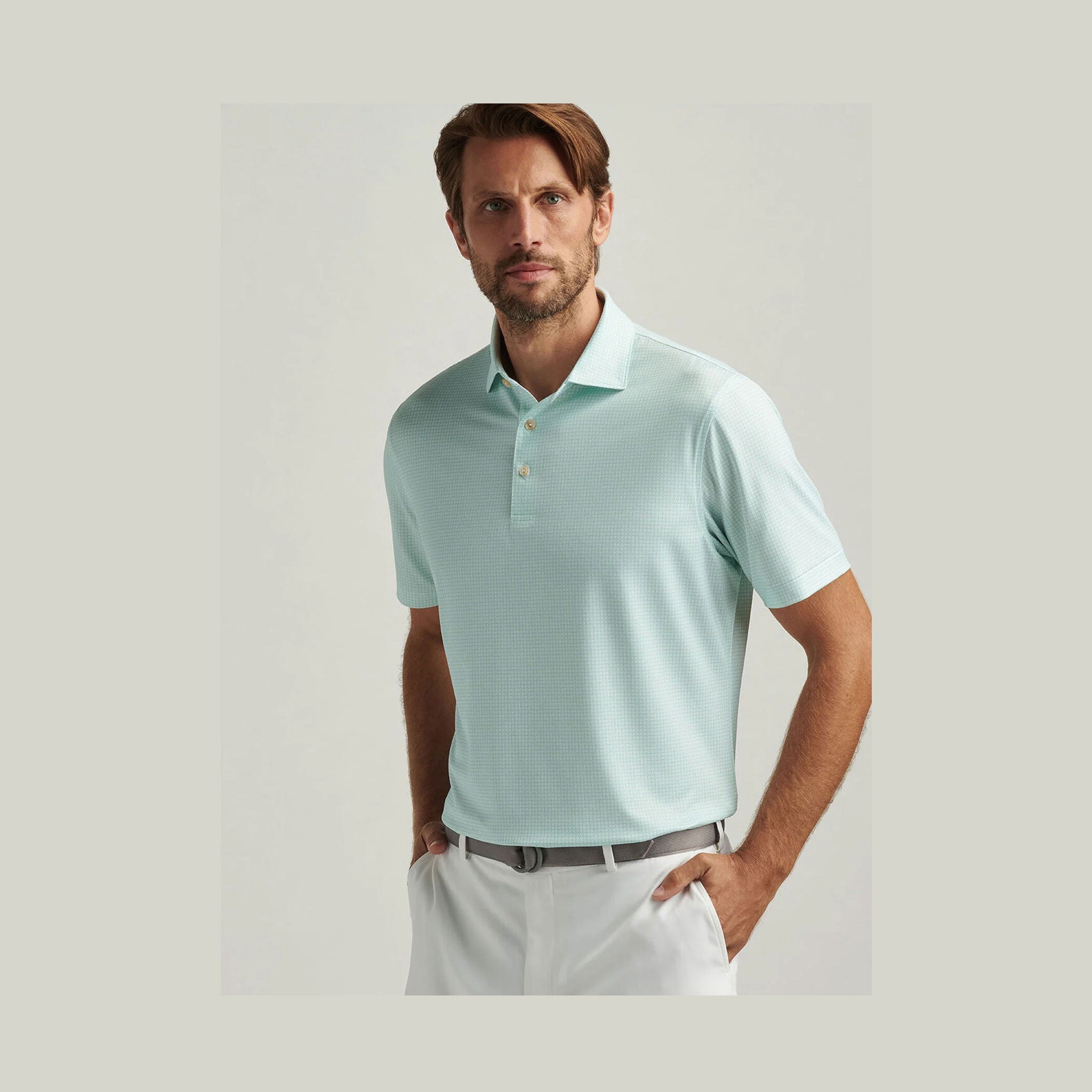 PM MENS VORBIT PERFORMANCE JERSEY POLO WHITE-PORT / L
