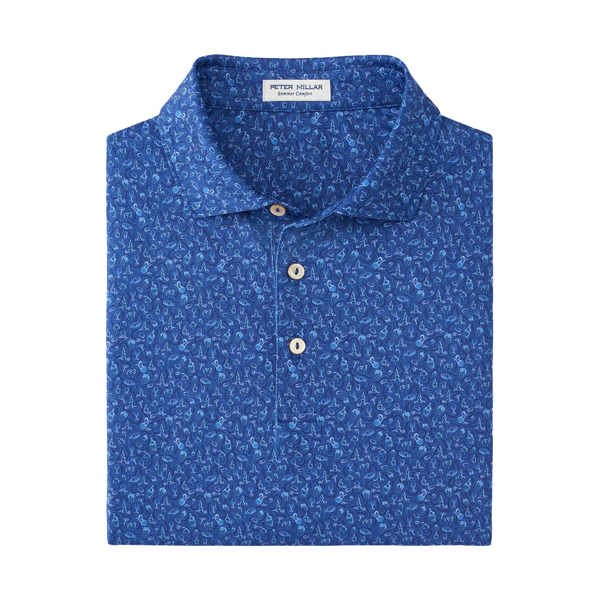 PM MENS WINE COUNTRY PERFORMANCE JERSEY POLO STONE NAVY / L