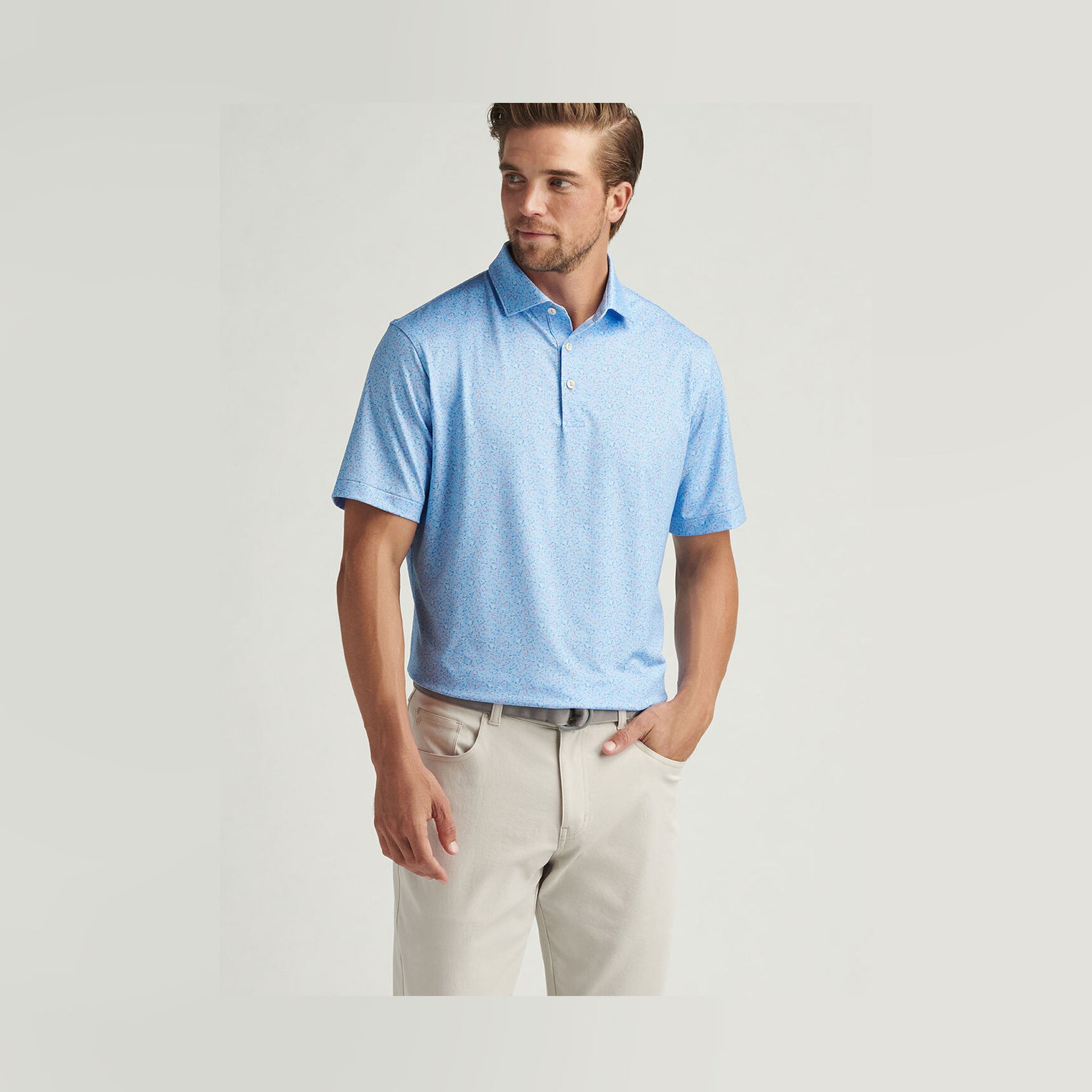 PM MENS MACAW PERFORMANCE JERSEY POLO CAPE BLUE / L