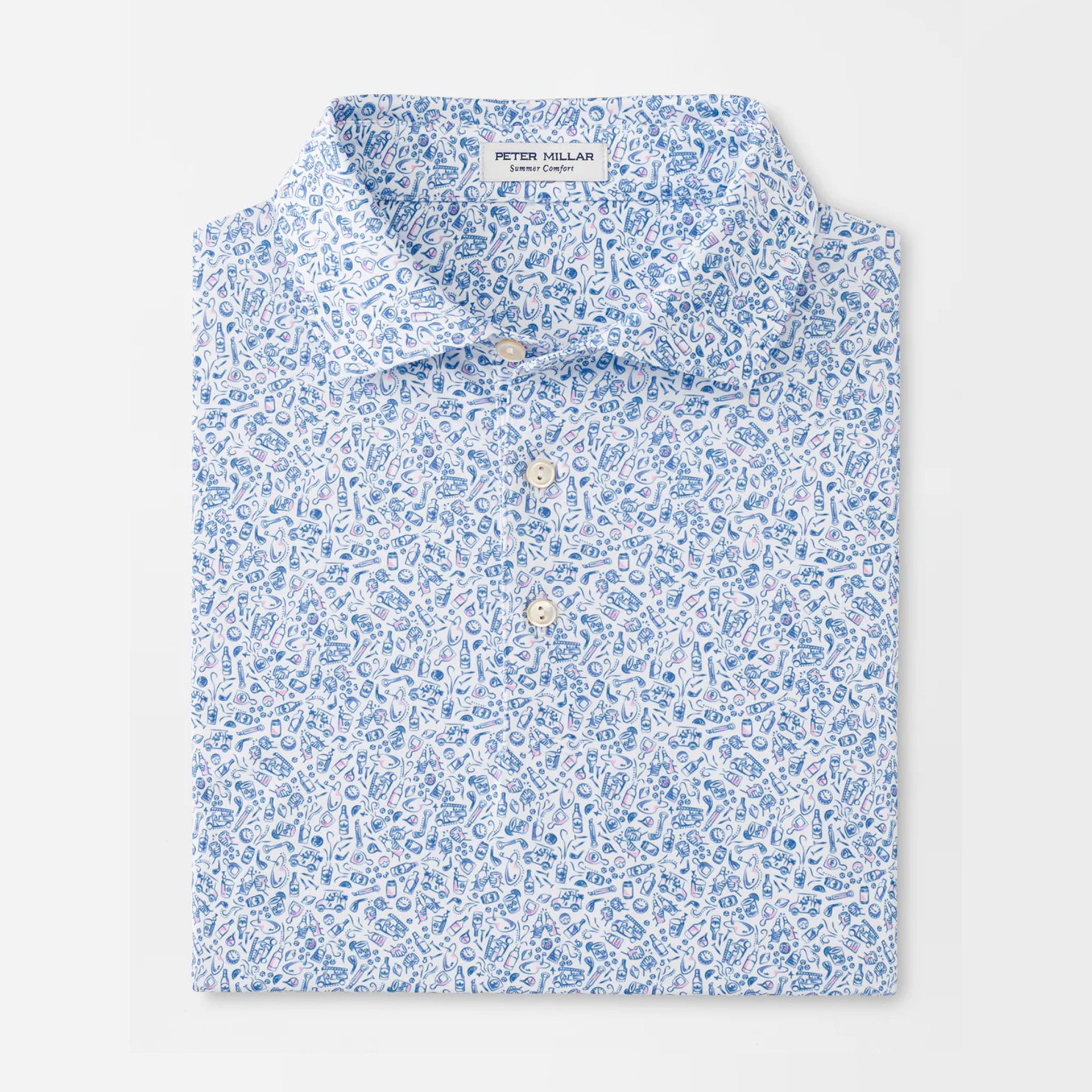 PM MENS BAR FOR THE COURSE PERFORMANCE JERSEY POLO WHITE / L