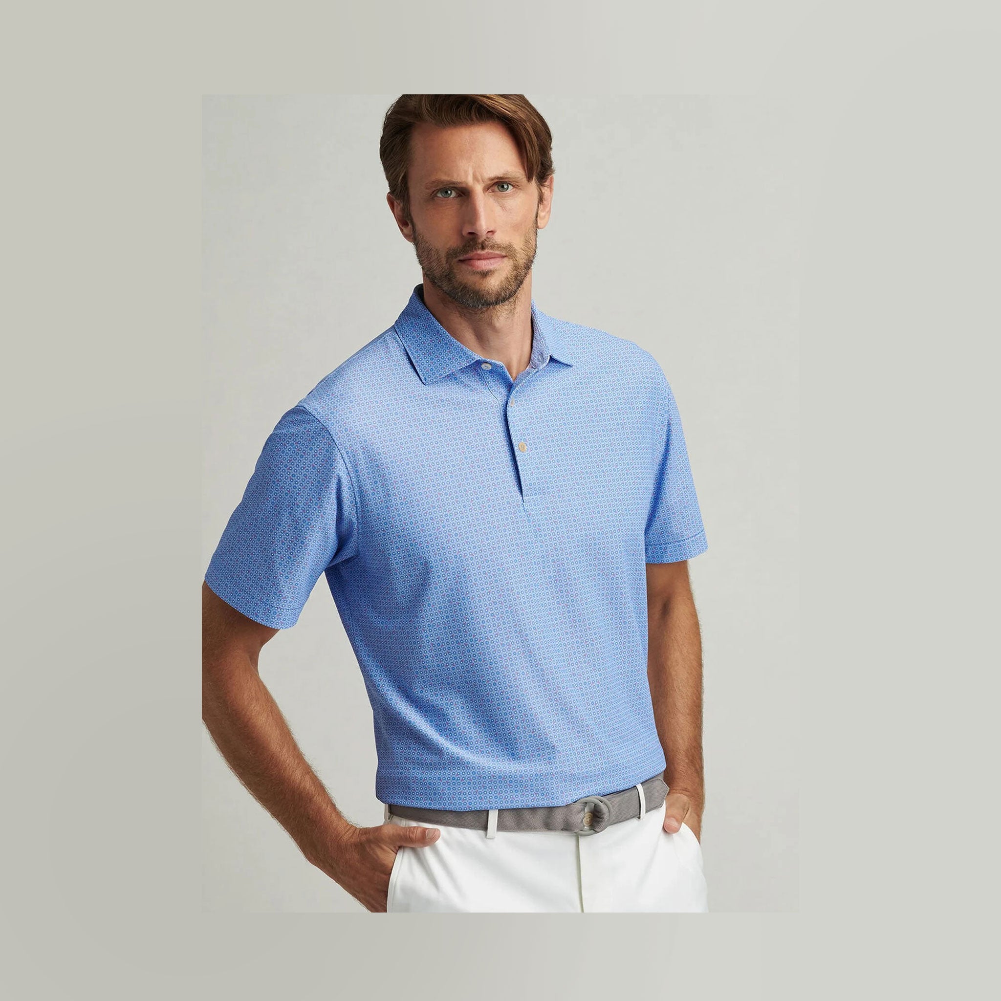PM MENS CASA NOVA PERFORMANCE MESH POLO BLUE SEA / L