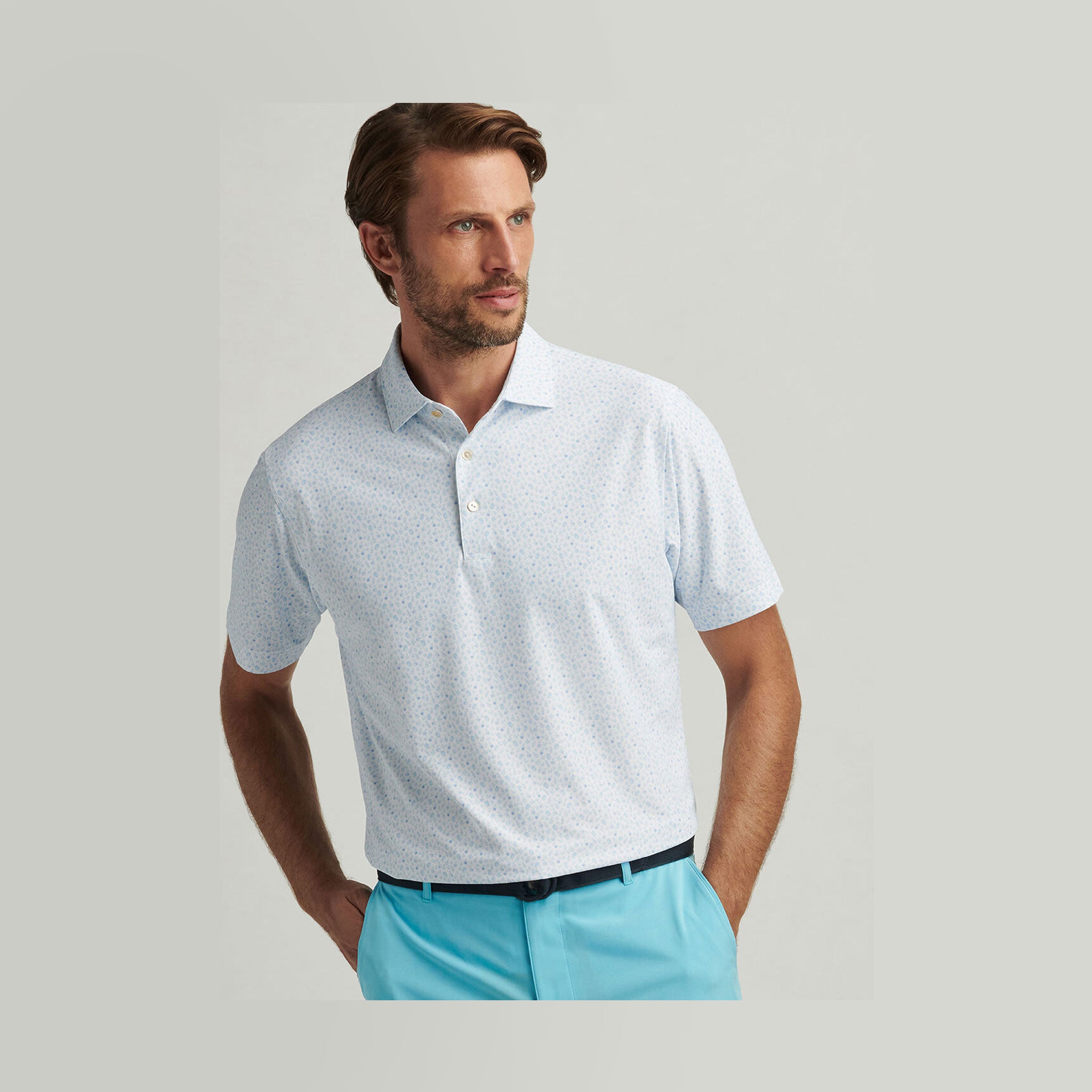 PM MENS WHISKEY PERFORMANCE MESH POLO WHITE / L