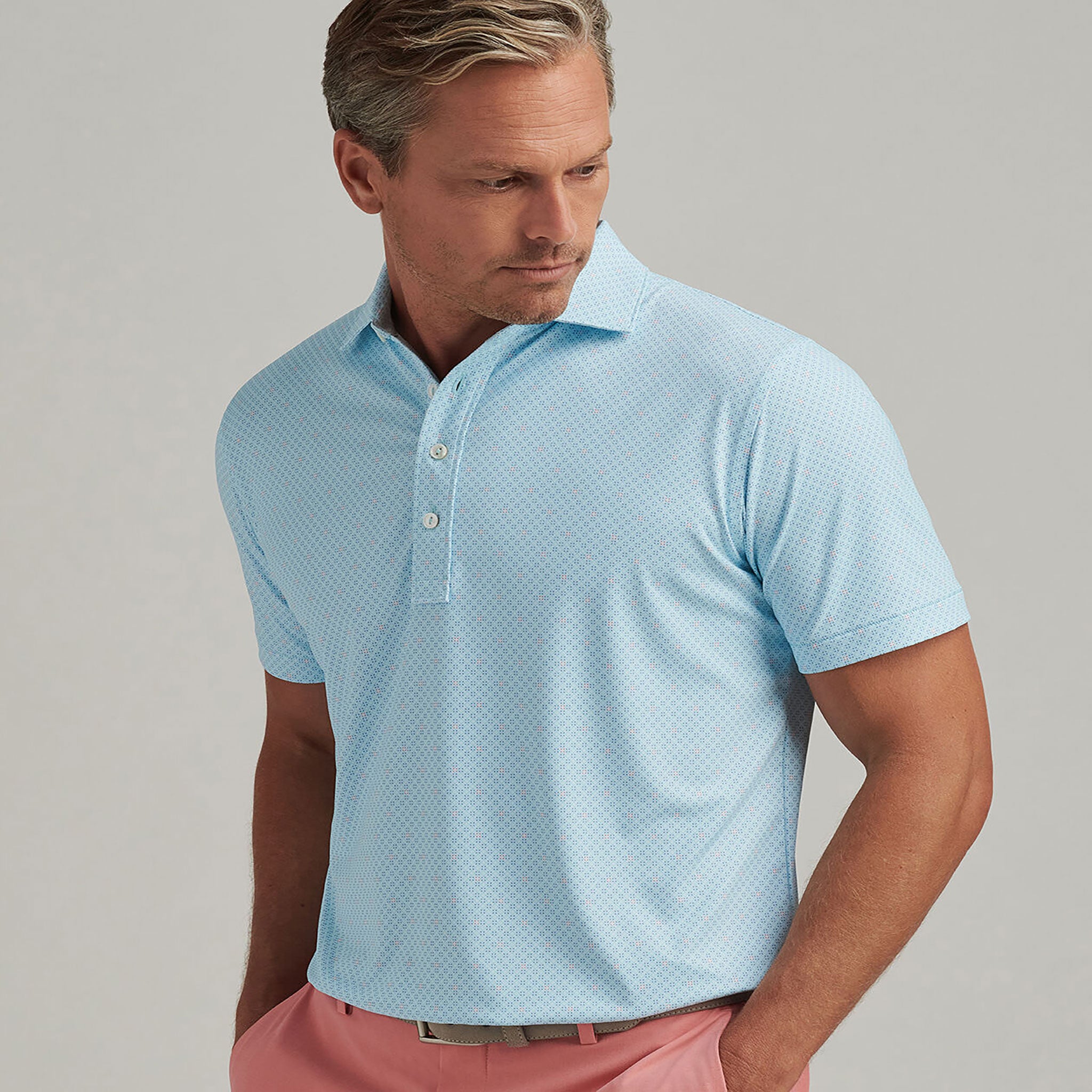 PM MENS BICKETT PERFORMANCE JERSEY POLO BLUE SPRUCE / L