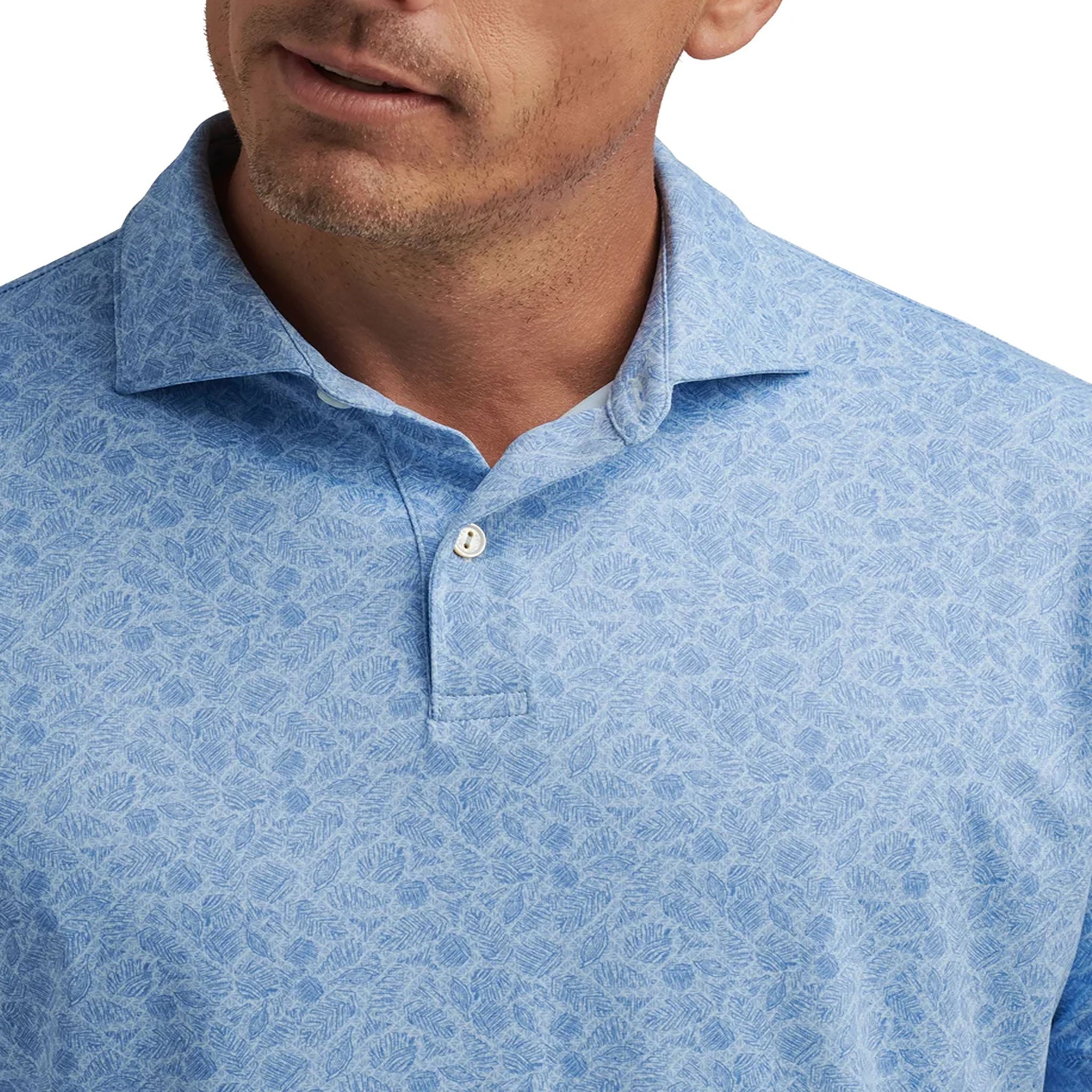 PM MENS BOTANICAL PERFORMANCE JERSEY POLO BLUE FROST / L