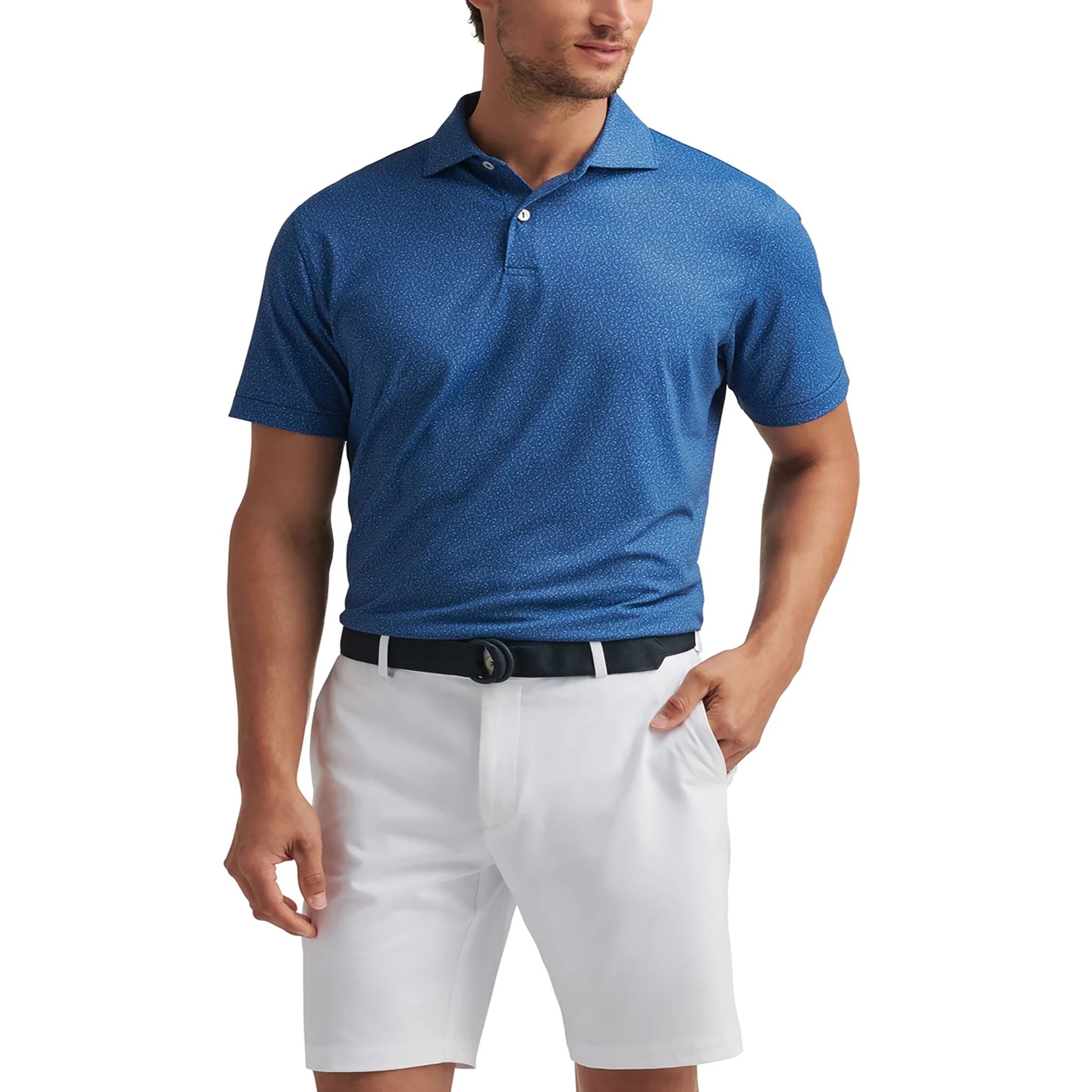 PM MENS BMUSICAL NOTES PERFORMANCE JERSEY POLO OCEAN BLUE / L