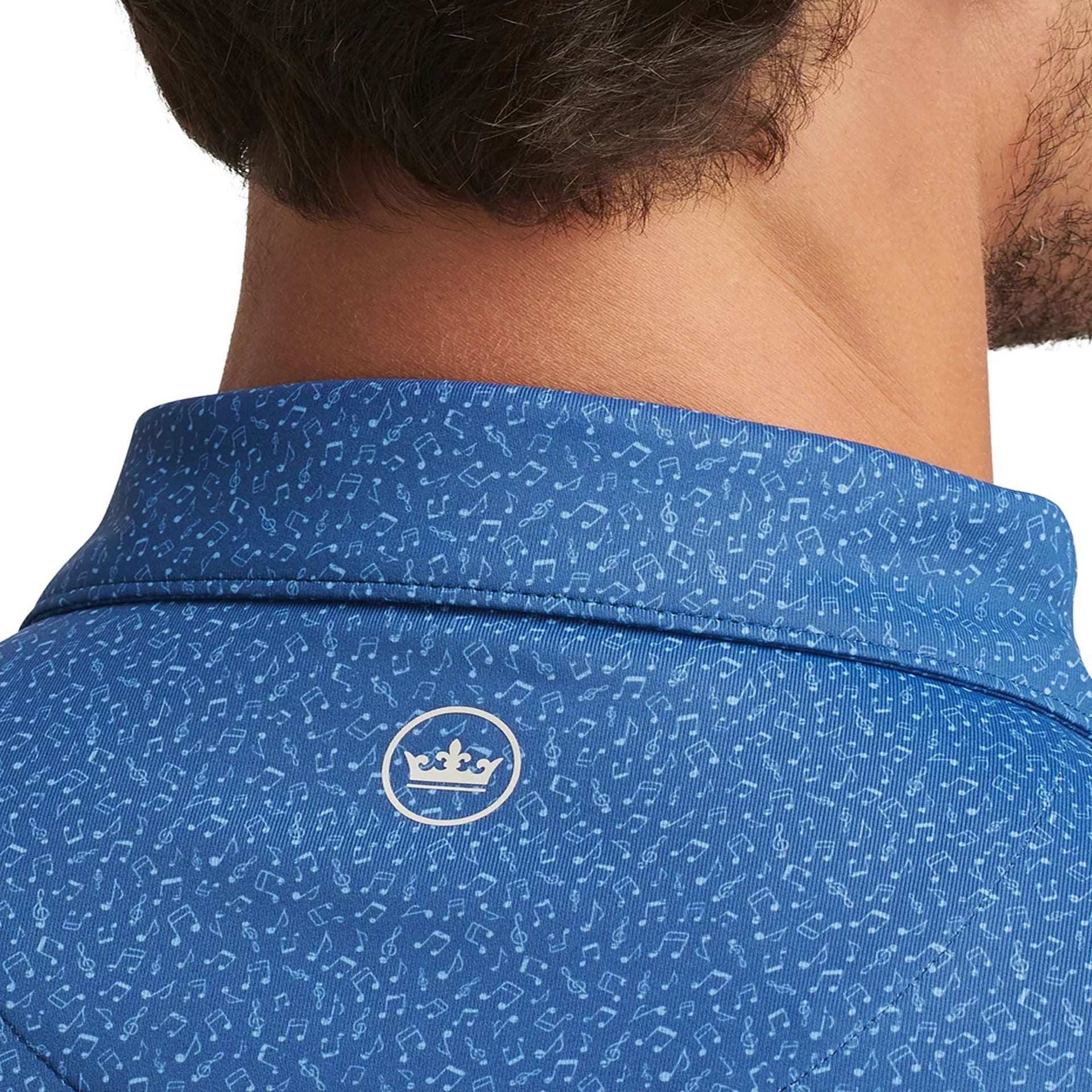 PM MENS BMUSICAL NOTES PERFORMANCE JERSEY POLO OCEAN BLUE / L