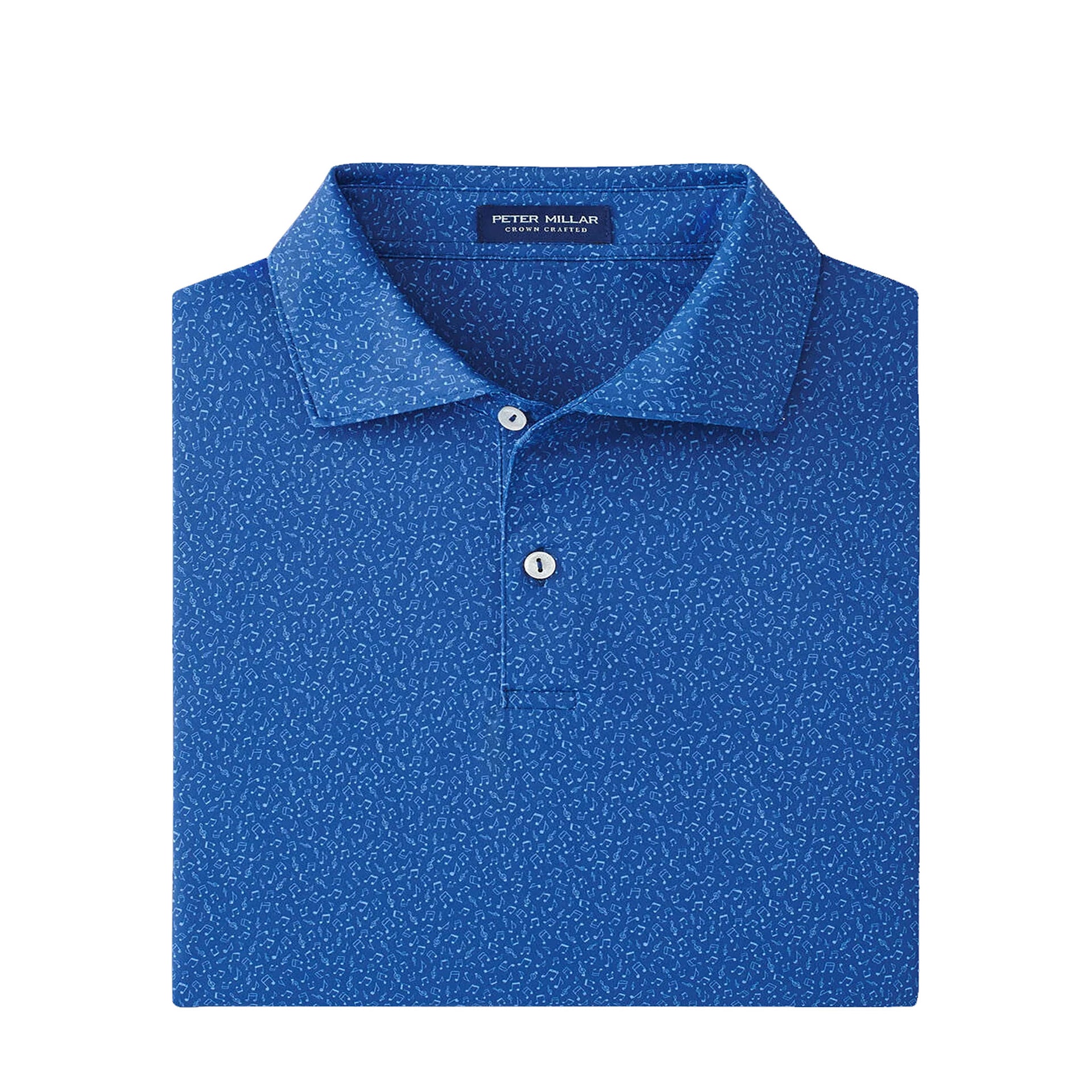 PM MENS BMUSICAL NOTES PERFORMANCE JERSEY POLO OCEAN BLUE / L