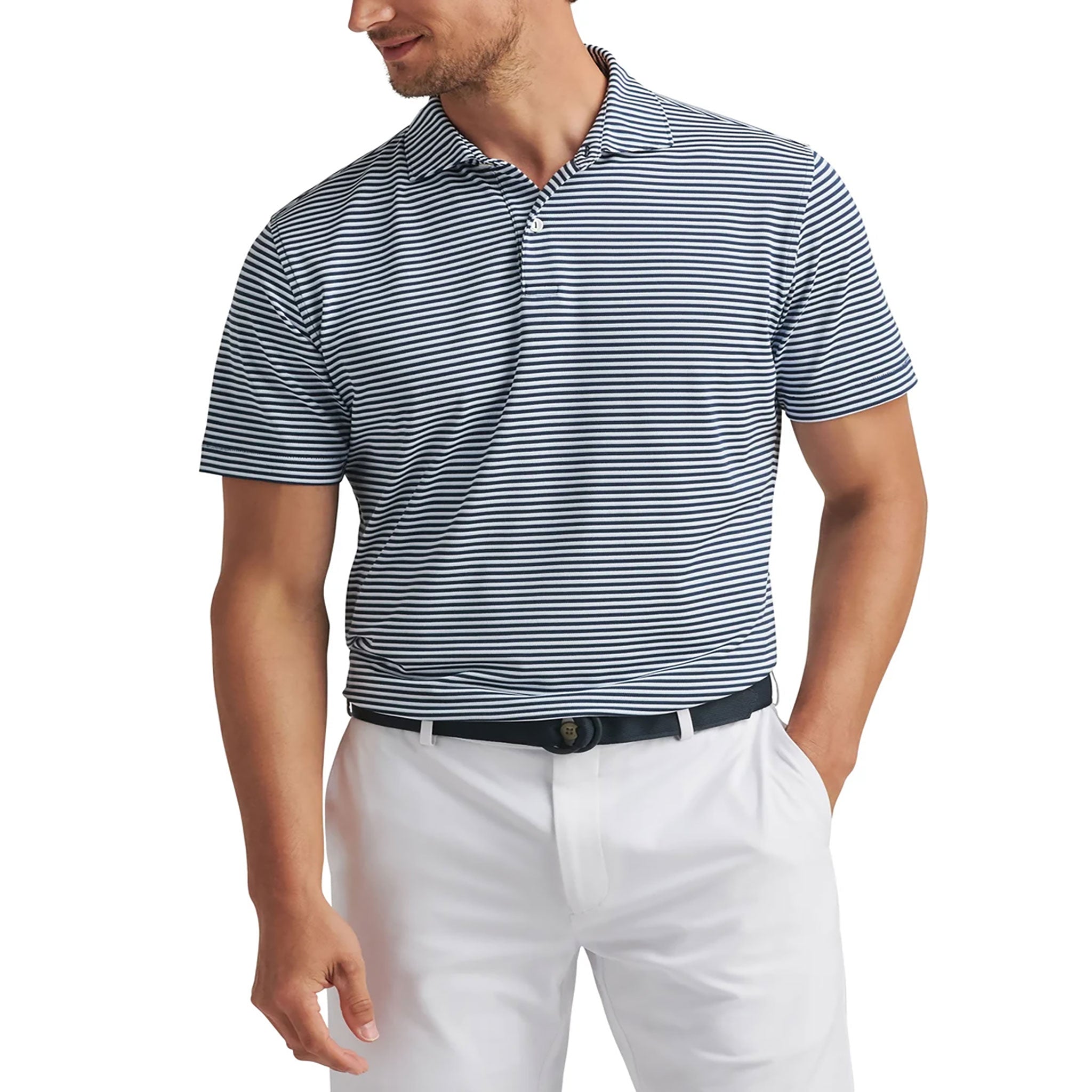 PM MENS TEMPO PERFORMANCE MESH POLO BLUE FROST / L