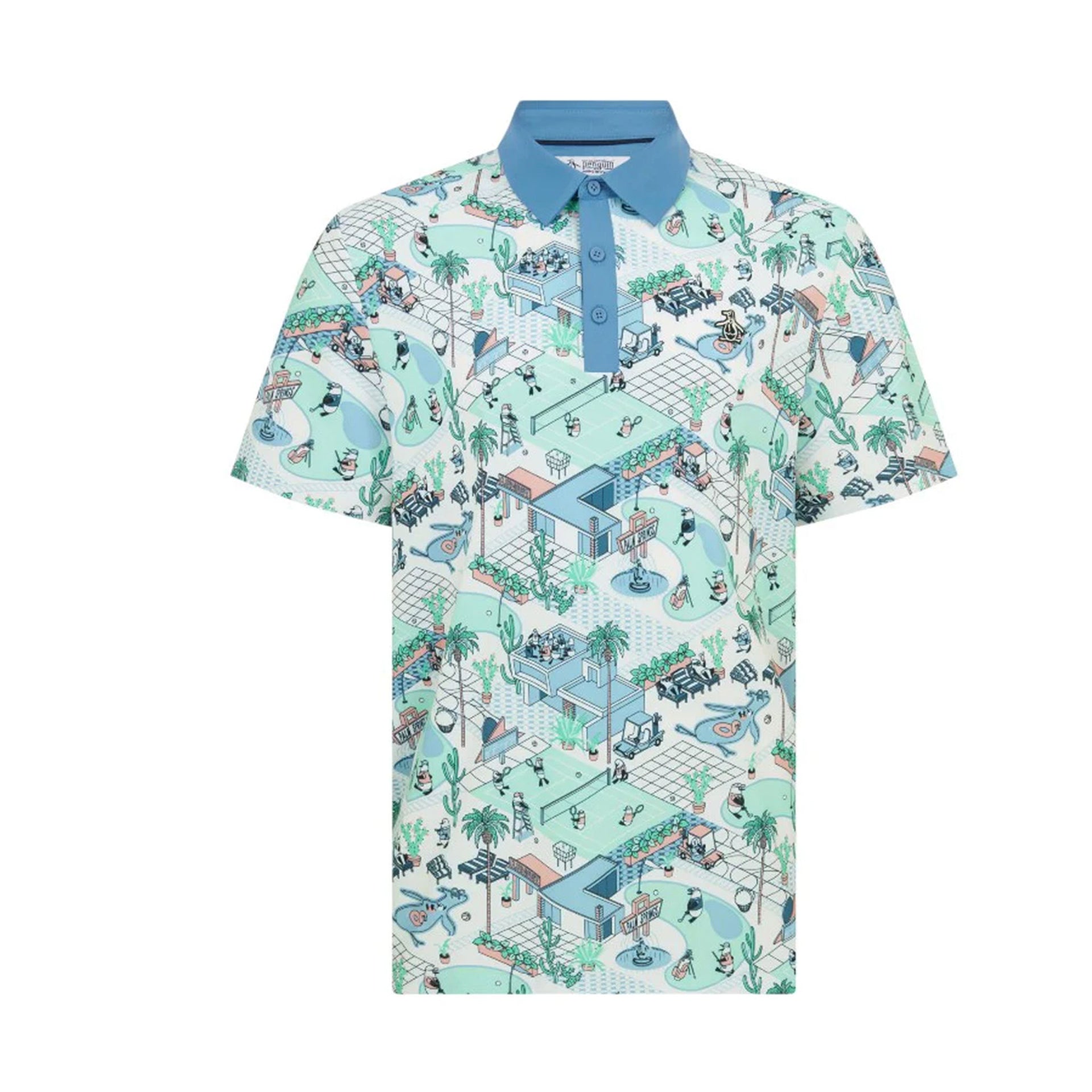 PN MENS SHIRT- POLO SS ALL OVER PALM SPRINGS PRINT POLO L