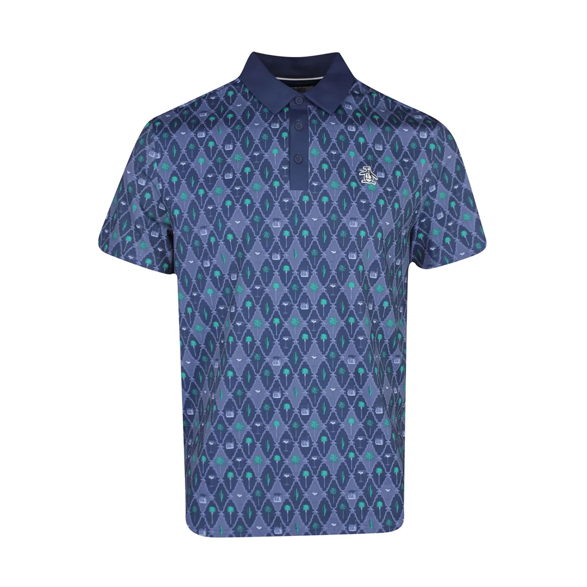 PN MENS SHIRT- POLO SS ALL OVER LATTICE COCKTAIL EARL PRINT L / Black