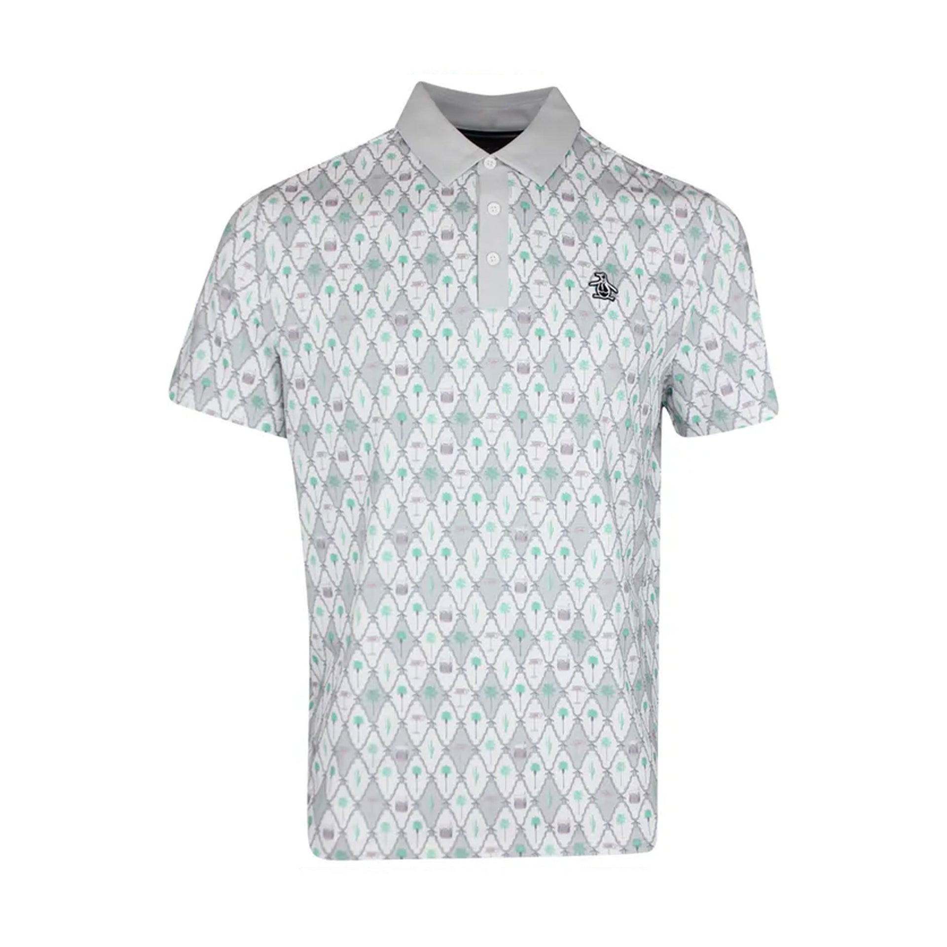 PN MENS SHIRT- POLO SS ALL OVER LATTICE COCKTAIL EARL PRINT L / White