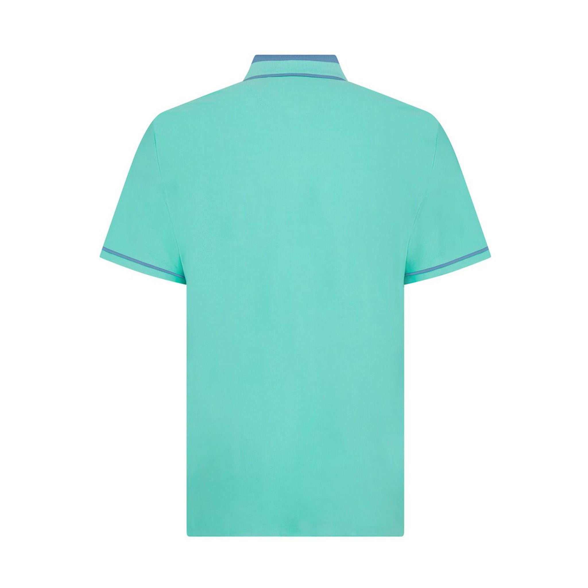 PN MENS SHIRT- POLO SS RIBBED EARL BLOCKED POLO BLUE GROTTO L