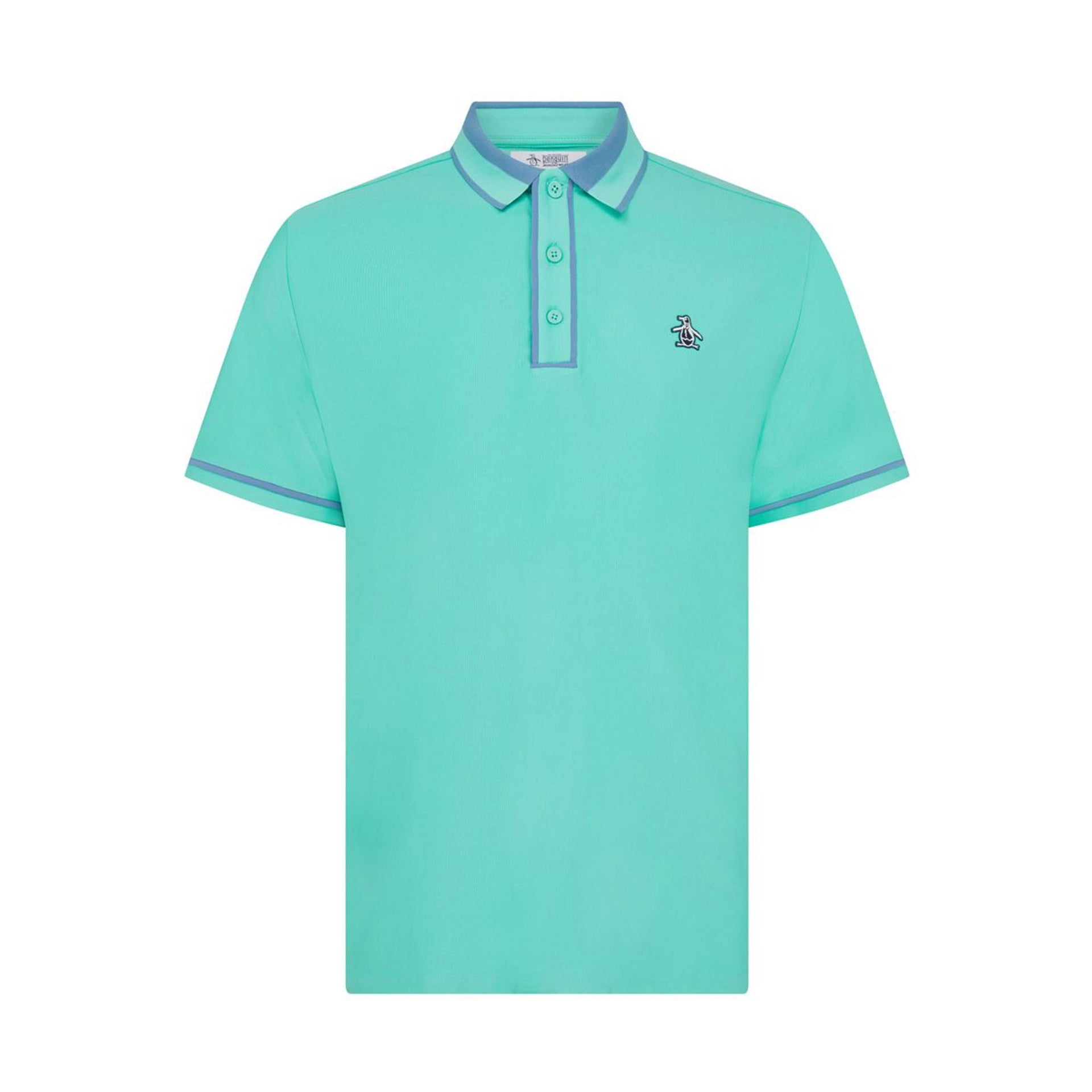 PN MENS SHIRT- POLO SS RIBBED EARL BLOCKED POLO BLUE GROTTO L