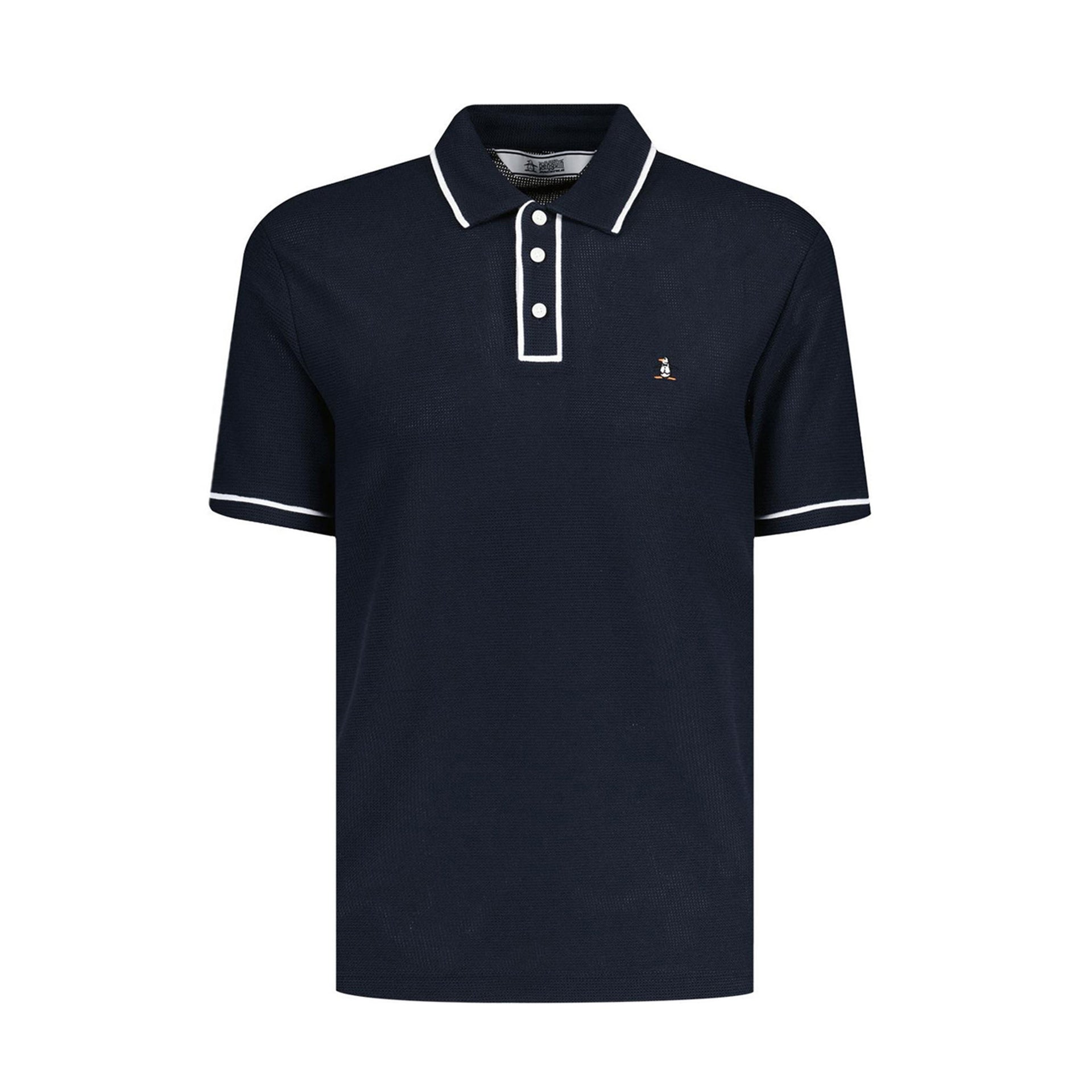 PN MENS SHIRT- POLO SS RIBBED EARL BLOCKED POLO POOL BLUE L