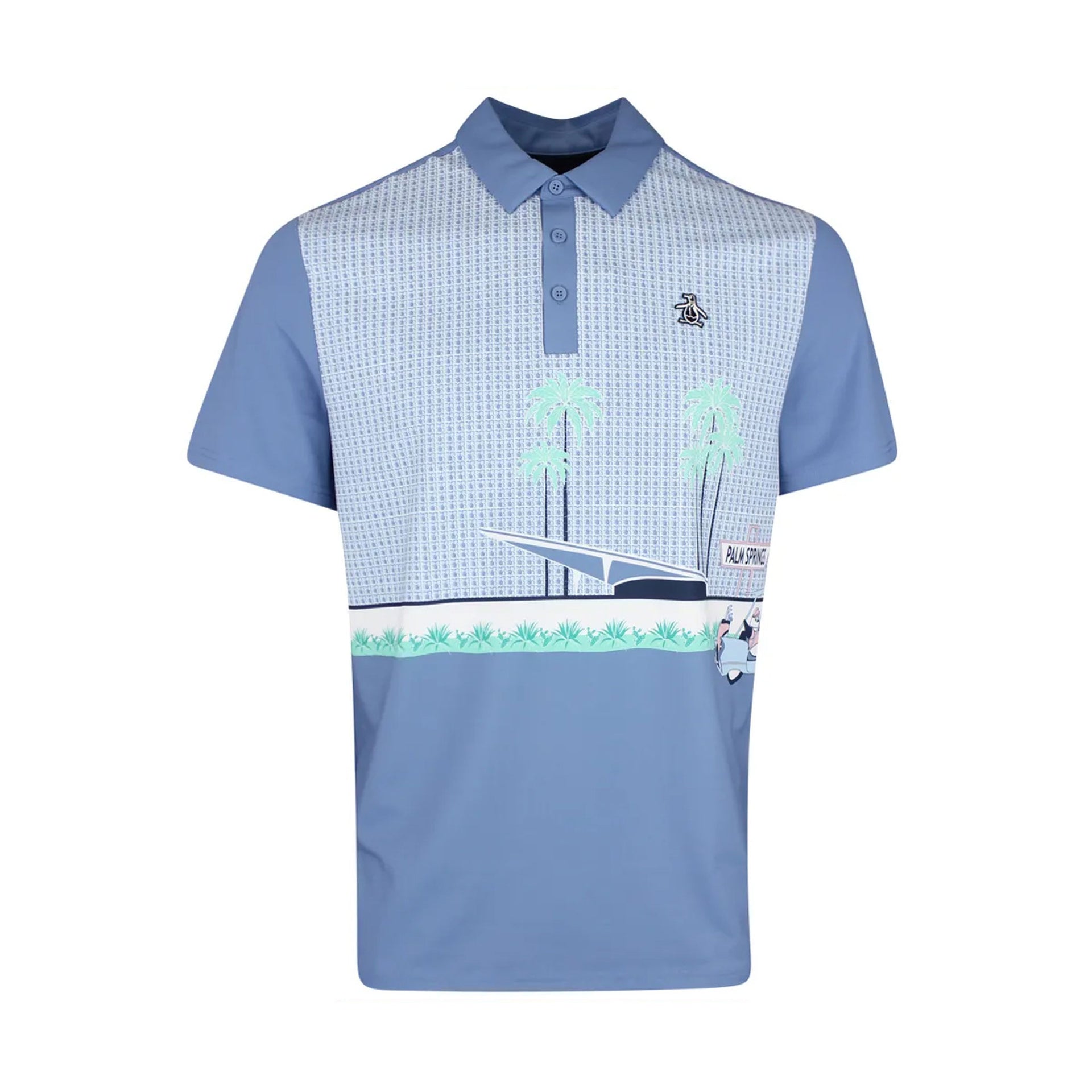 PN MENS SHIRT- POLO SS ENG. PALM SPRINGS BLOCK PRINT POLO QUIET HARBOR L
