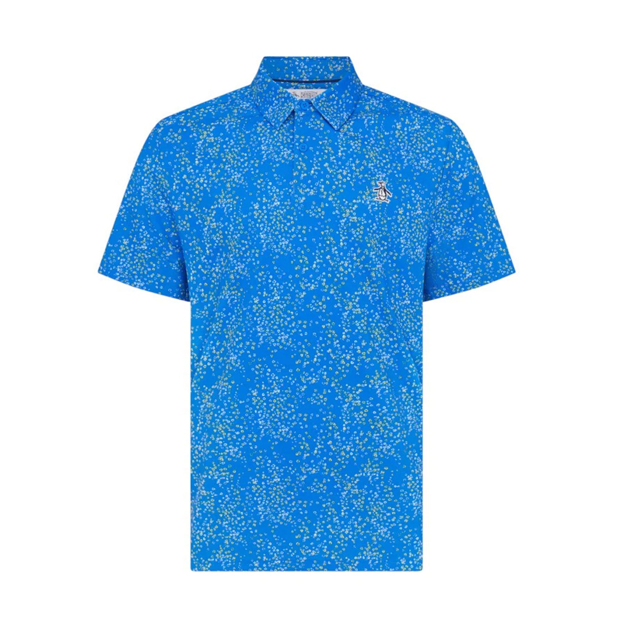 PN MENS SHIRT- POLO SS ALL OVER MICRO ABSTRACT PRINT POLO FRENCH BLUE L