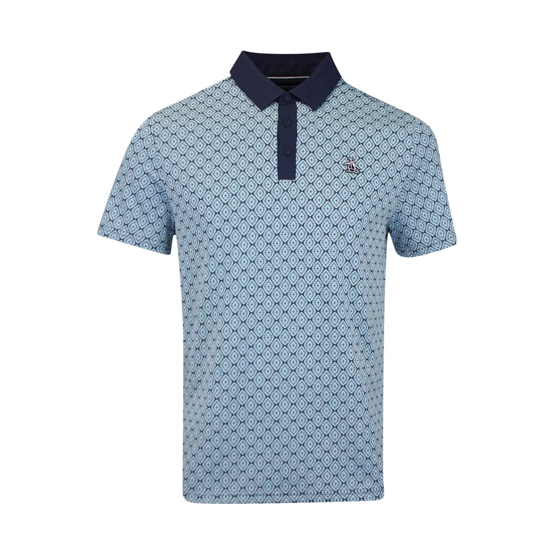 PN MENS SHIRT- POLO SS YD BOHEMIAN JACQUARD BLOCKED POLO BLACK IRIS L
