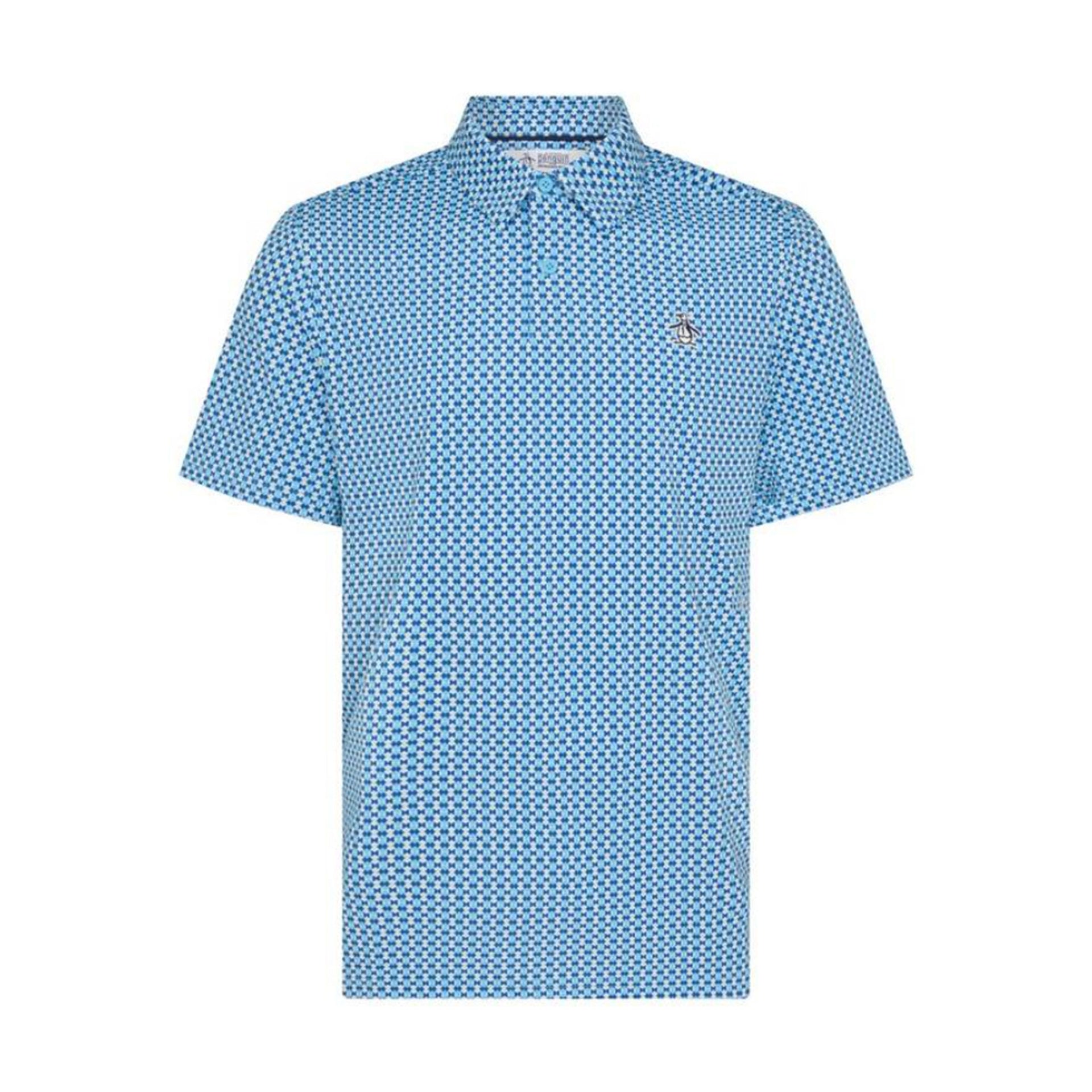 PN MENS SHIRT- POLO SS ALL OVER PETES BOWTIE MICRO PRINT POL BLUE GROTTO L