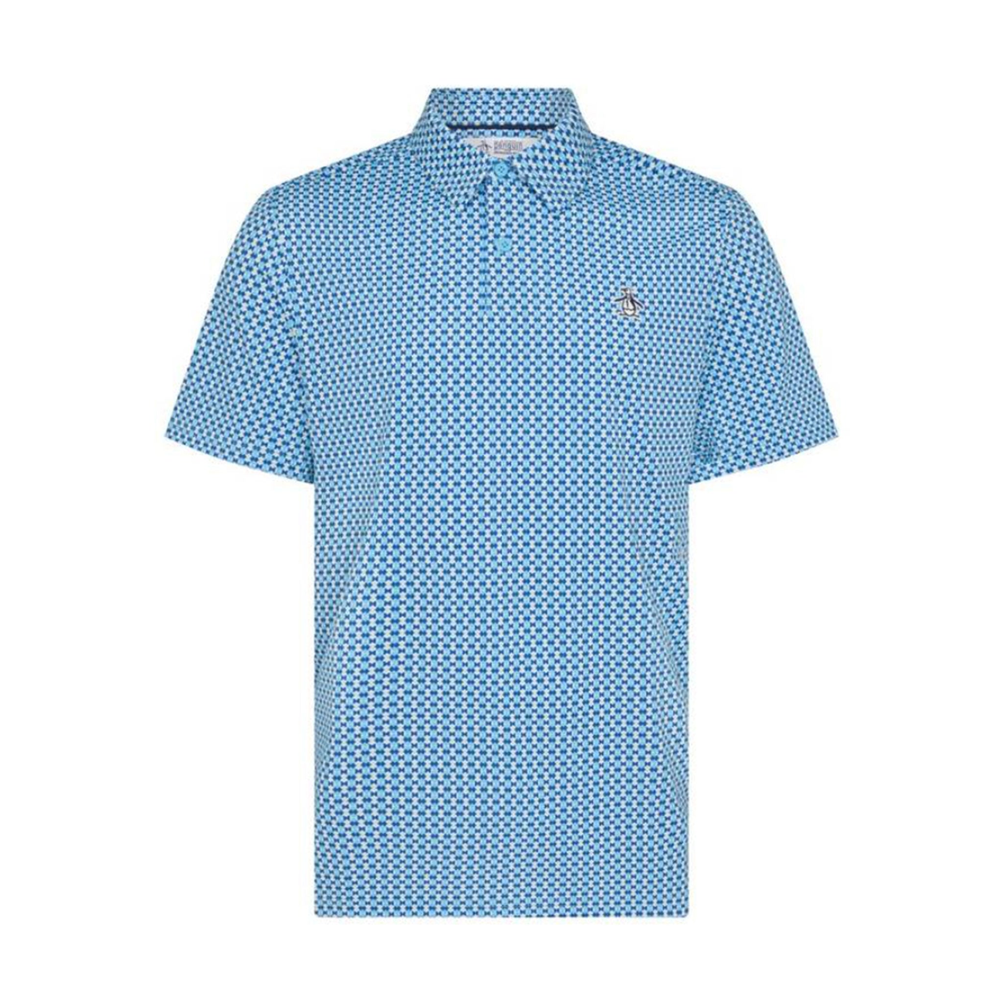 PN MENS SHIRT- POLO SS ALL OVER PETES BOWTIE MICRO PRINT POL BLUE GROTTO L