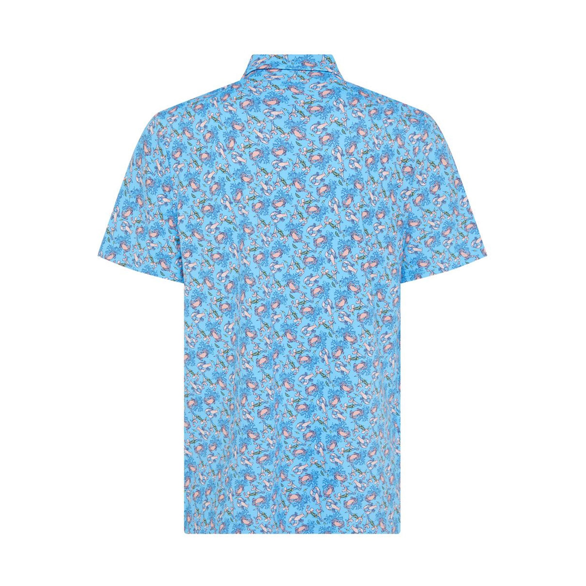PN MENS SHIRT- POLO SS ALL OVER PETEN THE OCEAN CADDY POLO BLUE GROTTO L