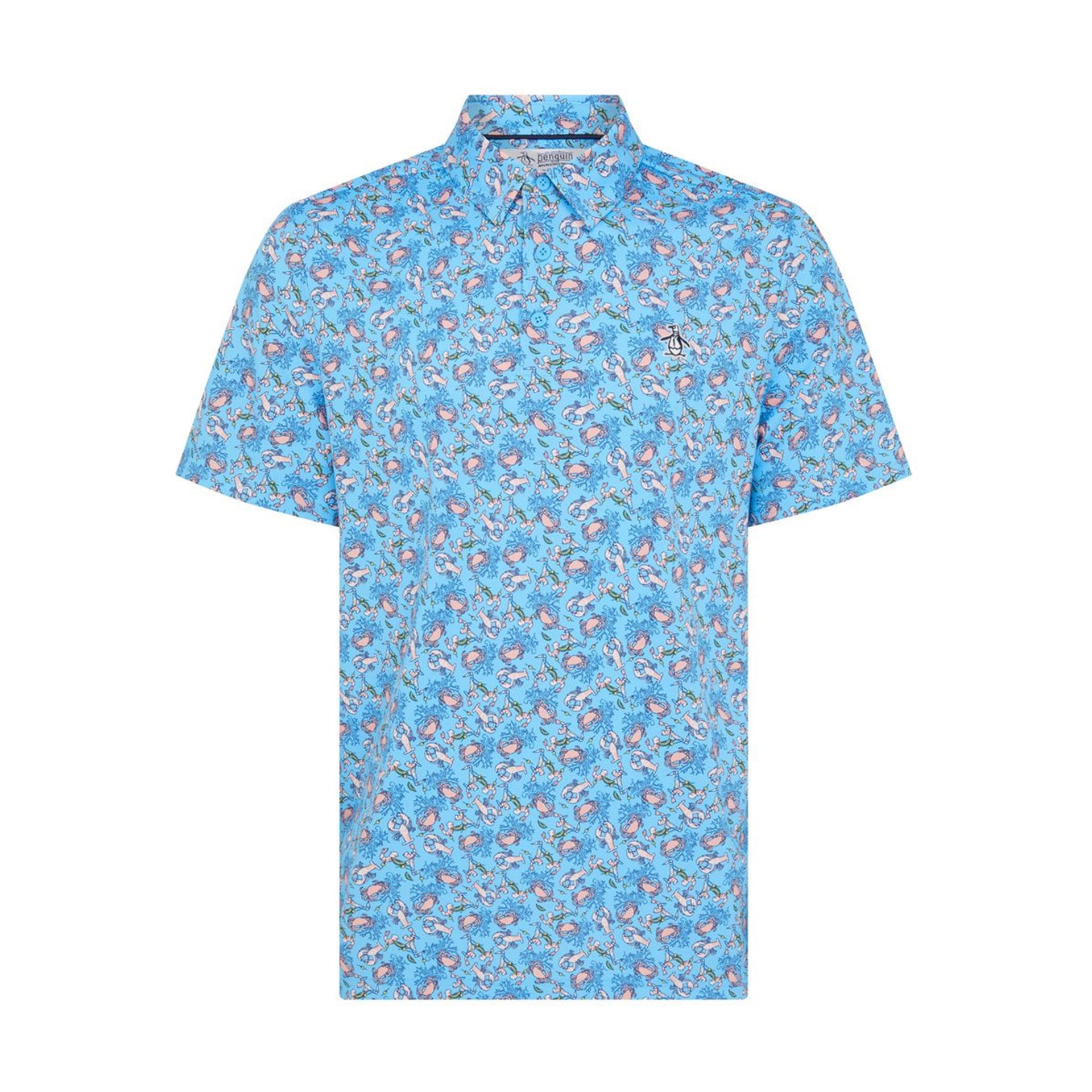 PN MENS SHIRT- POLO SS ALL OVER PETEN THE OCEAN CADDY POLO BLUE GROTTO L