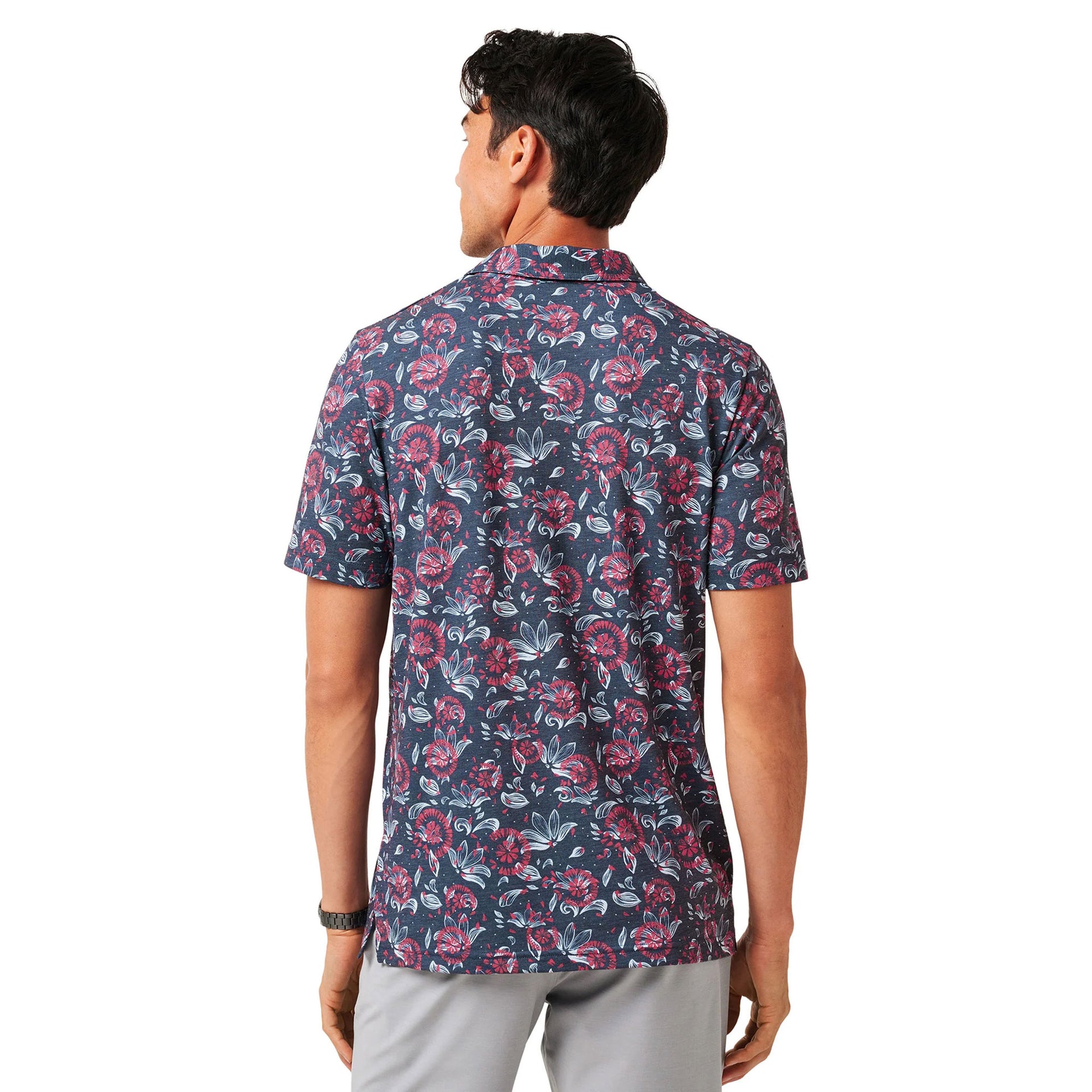 TM FEATHERWEIGHT FLOURISH NO LOGO POLO MINT ICE/VINTAGE NAVY / L