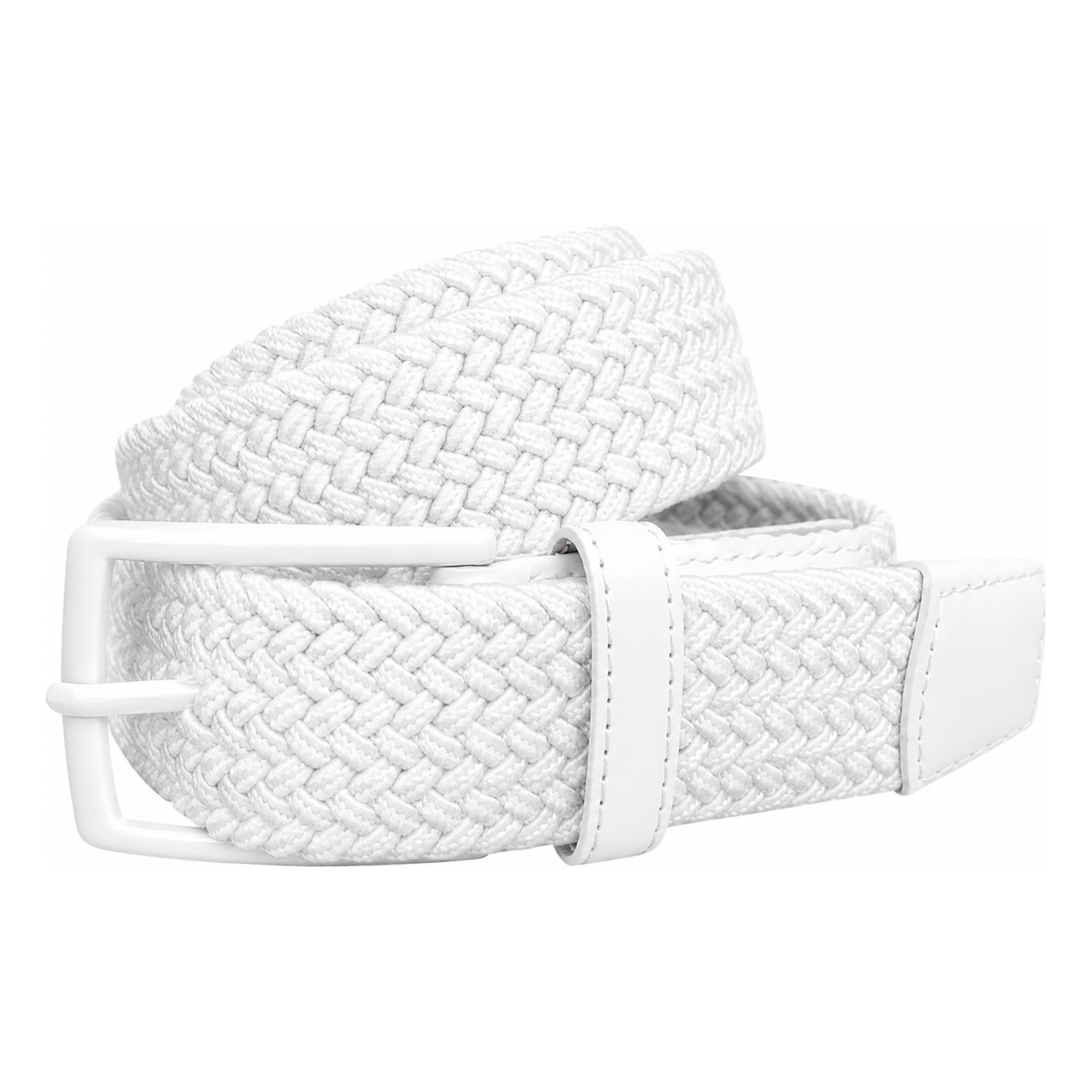 WHITE GN SOLID BRAIDED STRETCH ELASTIC BELT