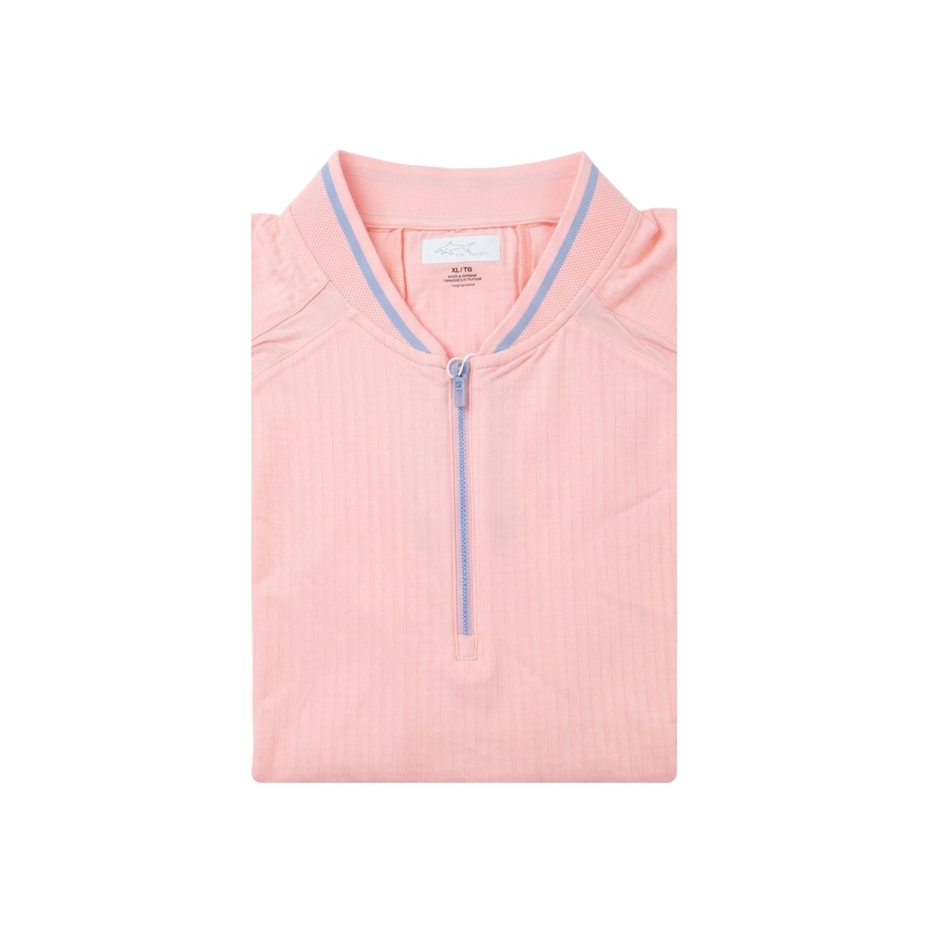 GNM SOPHIE S/S FLAT KNIT STAND COLLAR POLO LUSH MELON