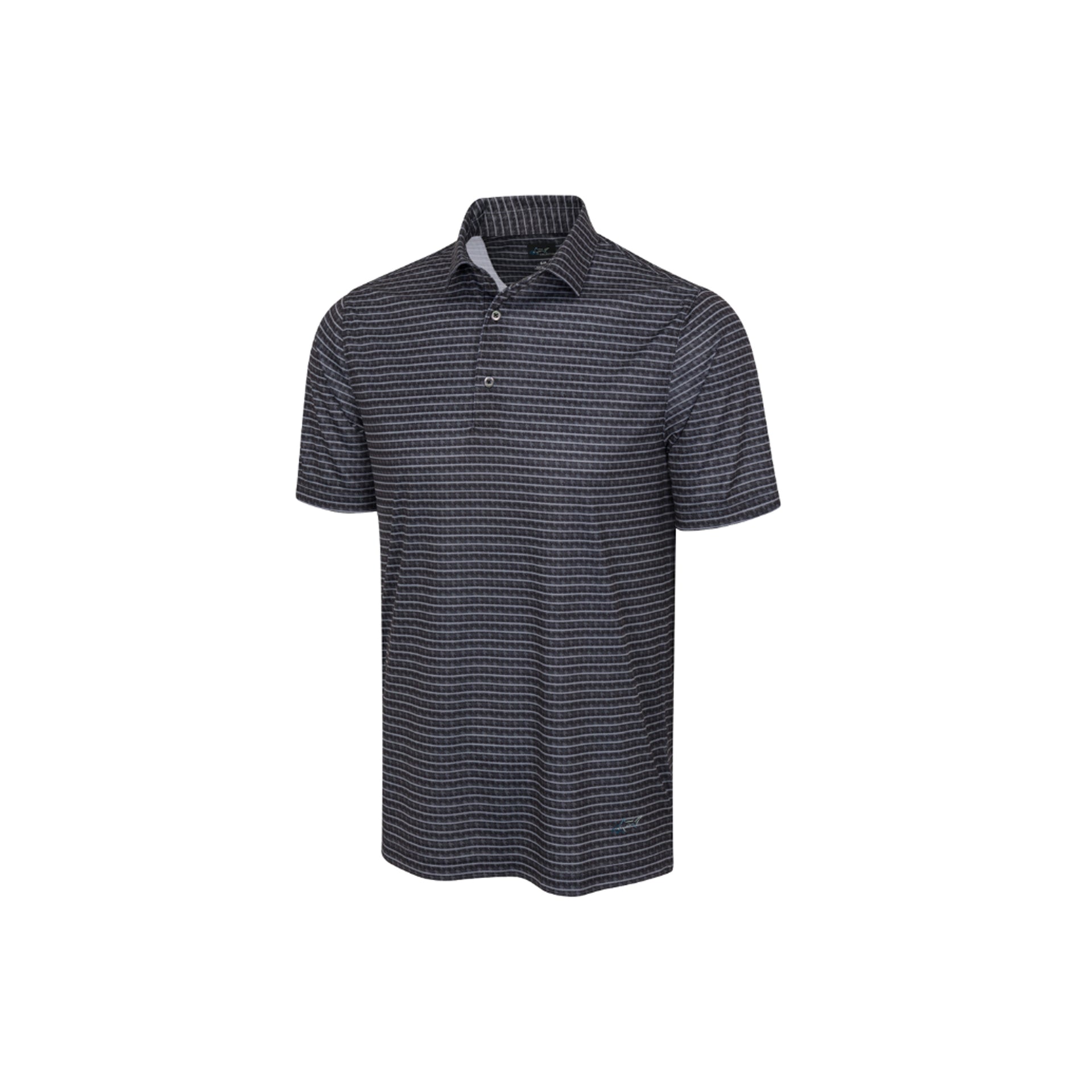 GNM ML75 RECYCLED MICROLUX HOUNDSTOOTH STRIPE PRINT POLO BLK BLACK / 3XL