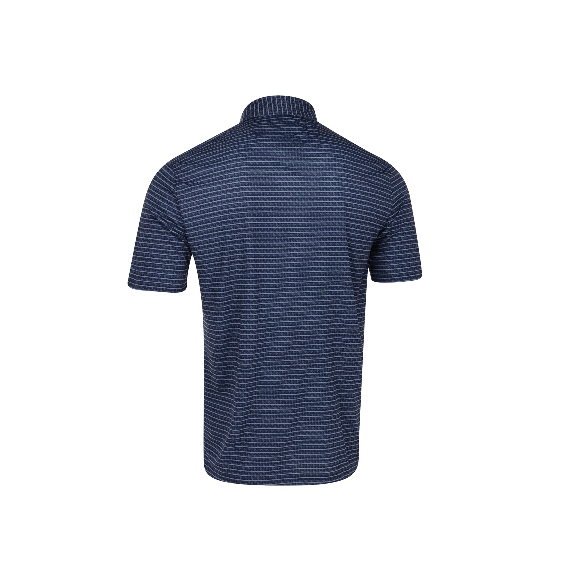 NAVY RECYCLED MICROLUX HOUNDSTOOTH STRIPE PRINT POLO