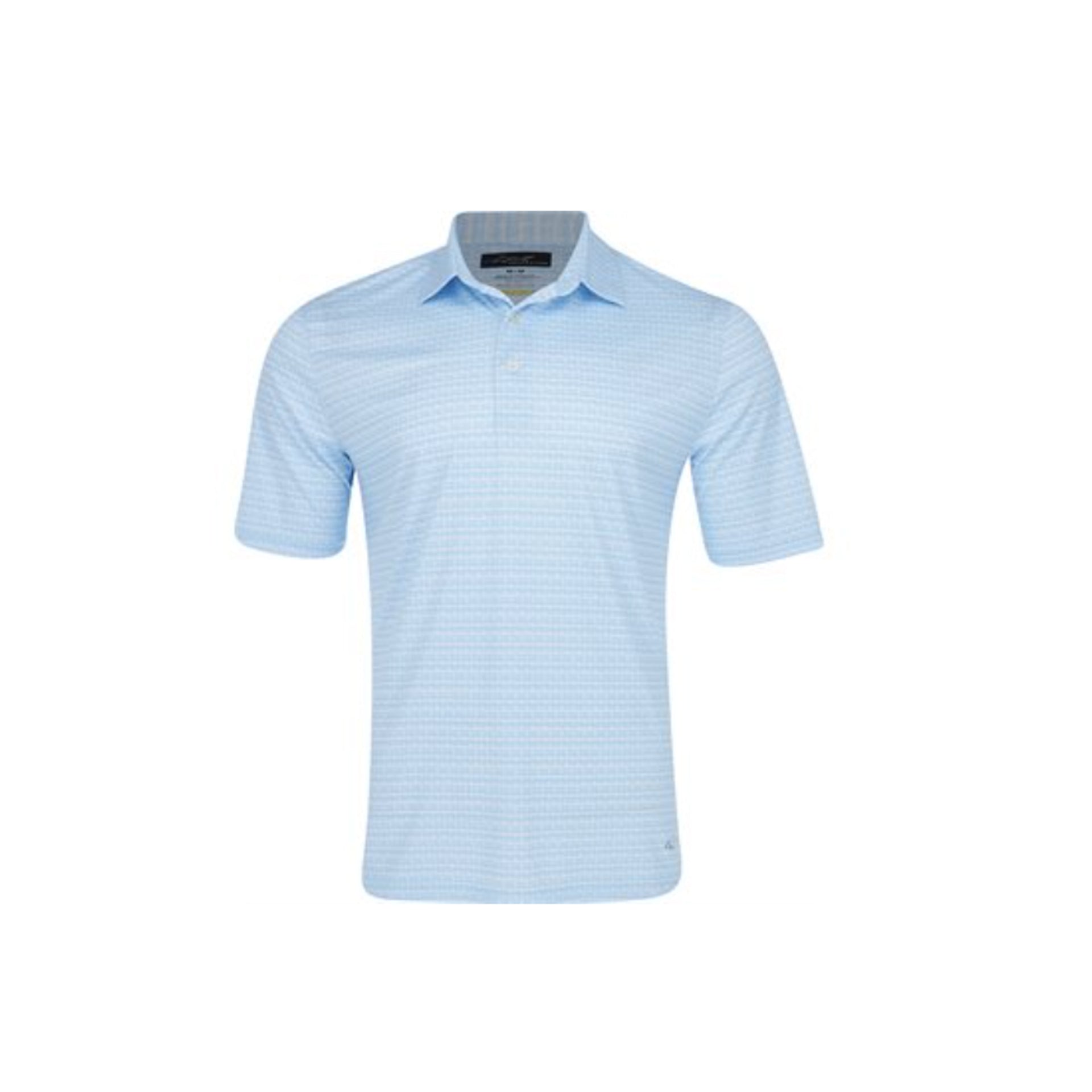 SEA TINT RECYCLED MICROLUX HOUNDSTOOTH STRIPE PRINT POLO