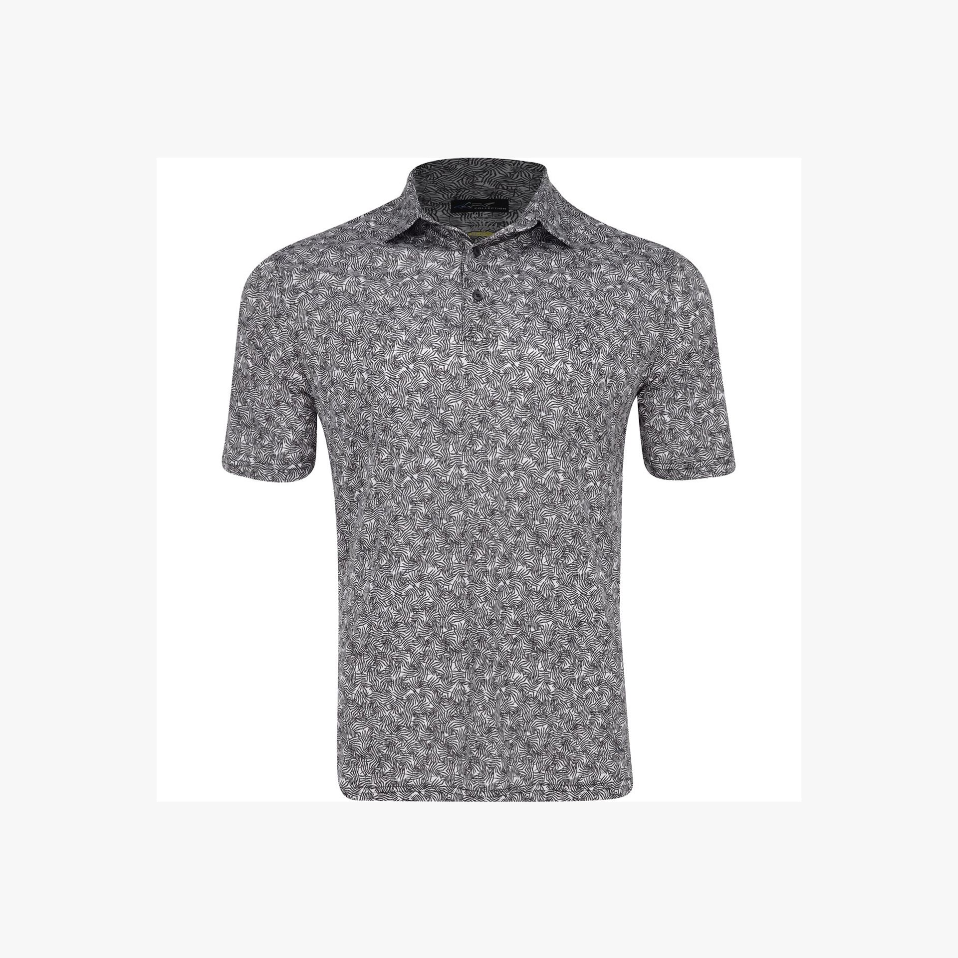 GNM ML75 RECYCLED MICROLUX VINE PRINT POLO BLK BLACK / 3XL