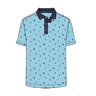 FJ PIQUE SCATTERED FLORAL T BLUE W NVY